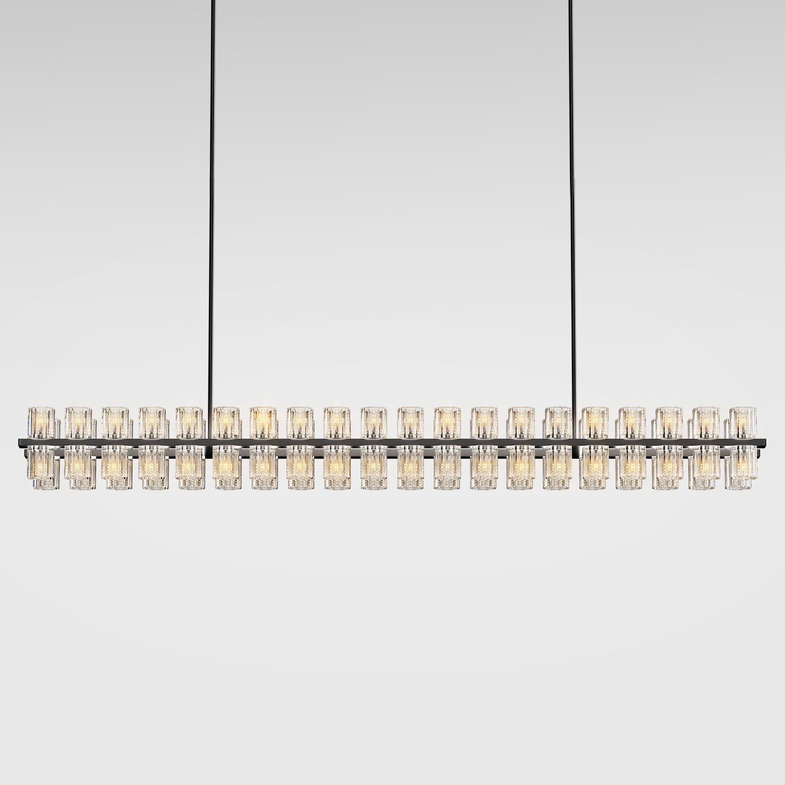 Plsintly Crystal Black Rectangular Chandelier Light Fixture,72 In Large Dining Room Chandelier Over Table,Modern Chandeliers For