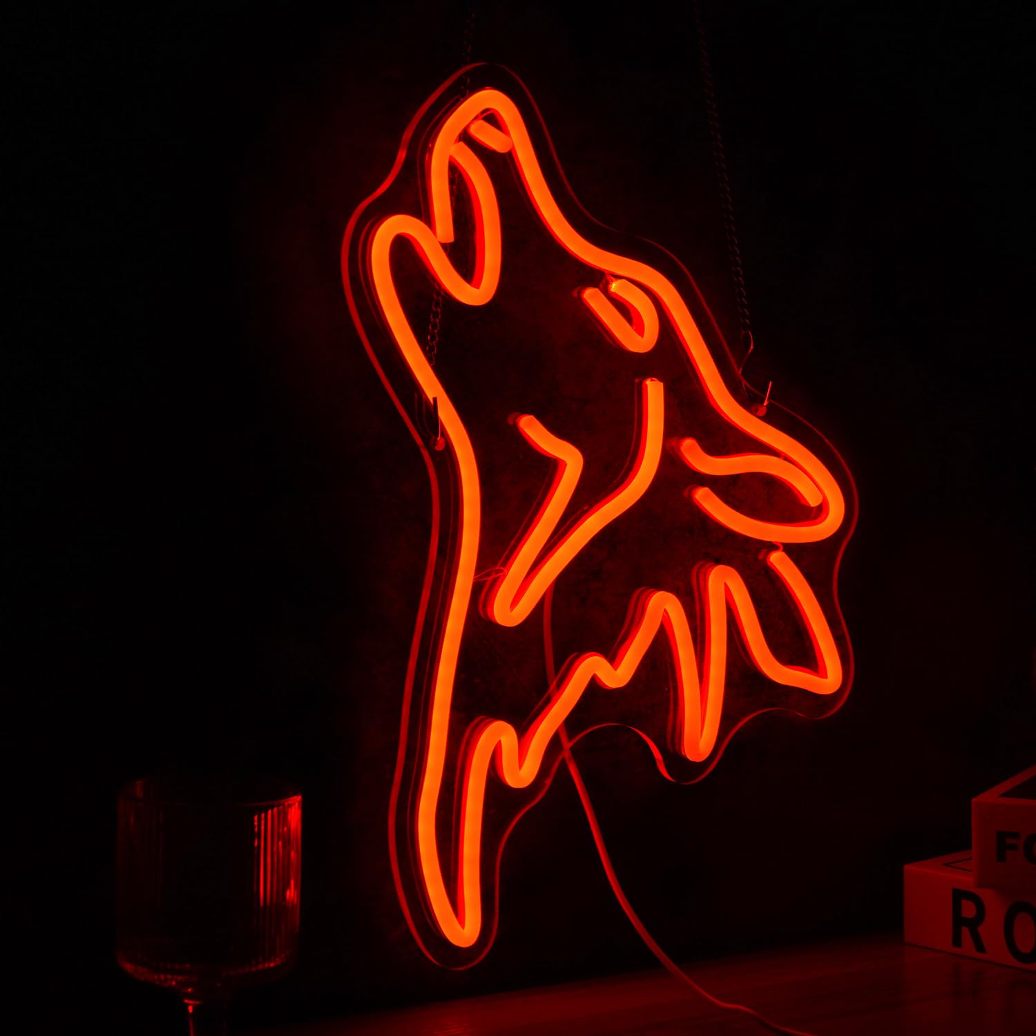 Lisignve Wolf Neon Sign Red Led Cute Wolf Neon Lights For Wall Decor Dimmable Usb Bedroom Sign Lights For Kids Room Home Decor Party Gifts