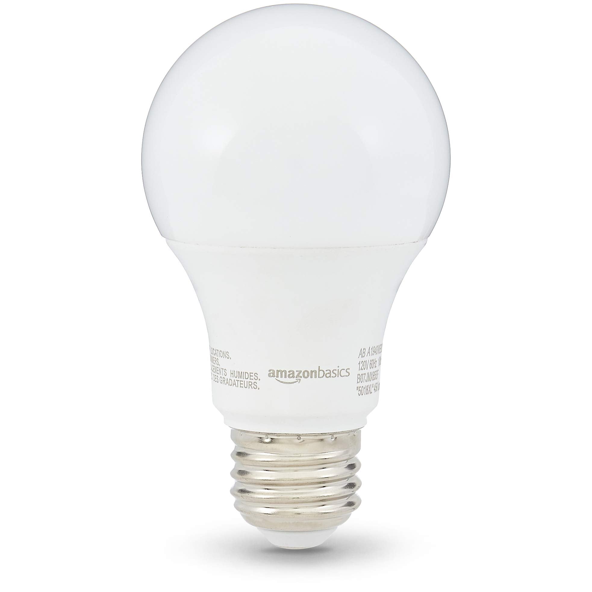 Amazon Basics LED Light Bulbs, 6W, E26, Soft White, 6-Pack, Energy Efficient, 40W Equivalent, 10,000 Hour Lifetime