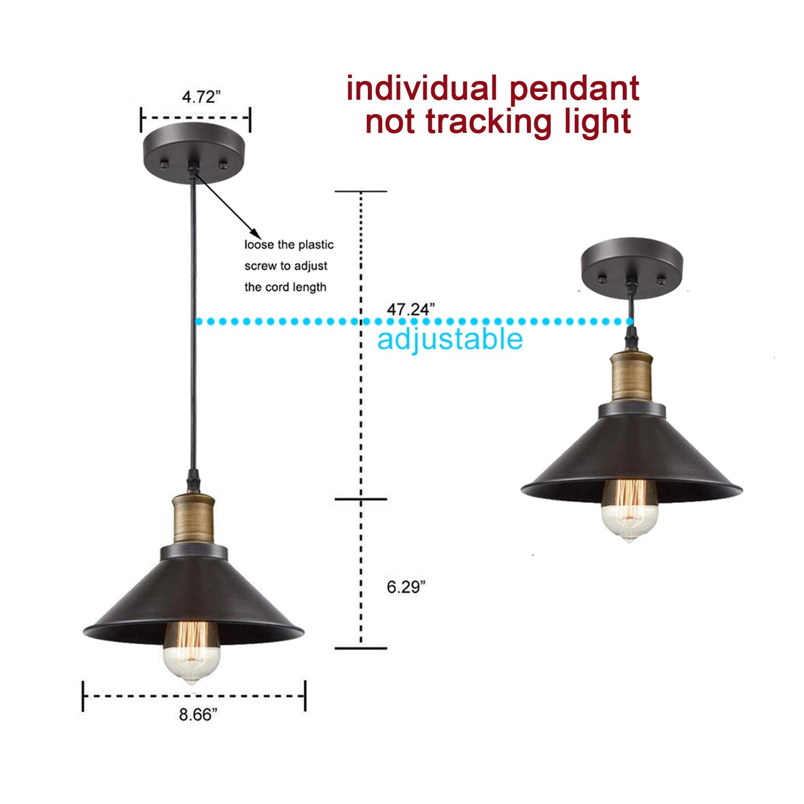 CLAXY Mini Pendant Light 3 Pack, Oil Rubbed Bronze, Metal, Model T8828DU-OB-3