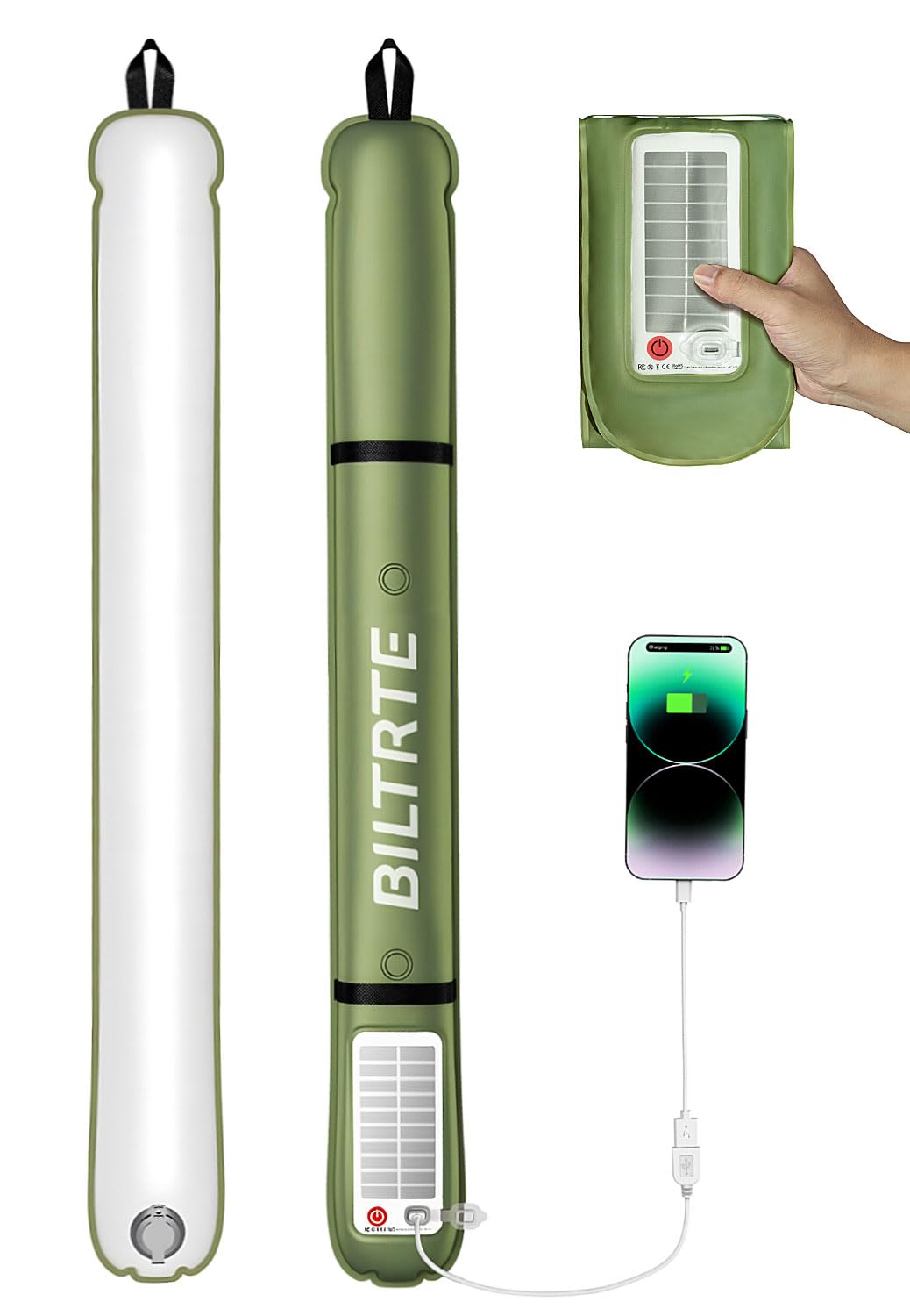 Inflatable Solar Camping Lights, Rechargeable Portable Lantern for Camping, Hiking & Survival | 4000mAh Battery | IP66 Waterproo