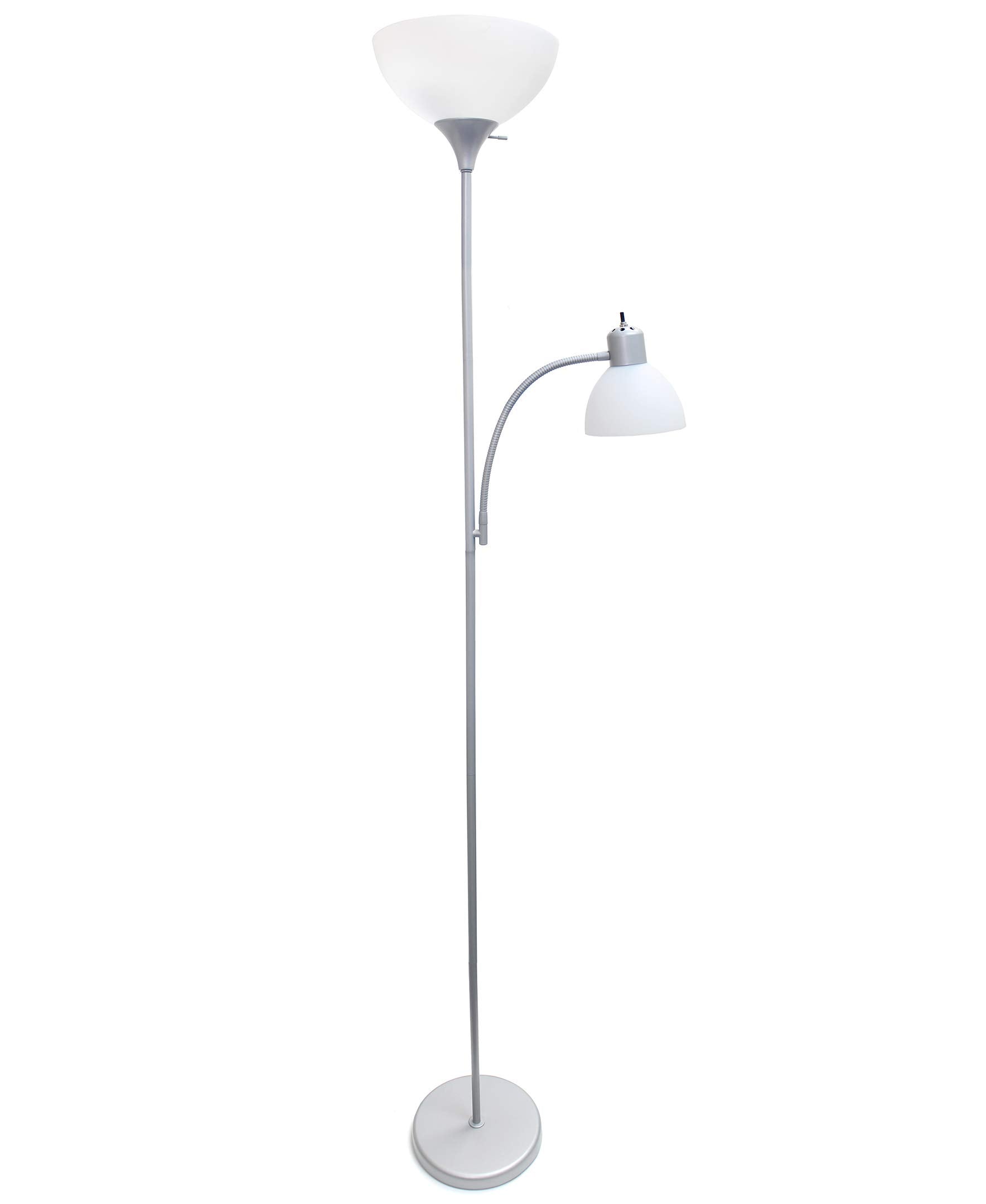 Simple Designs Lf2000-Slv Mother-Daughter Floor Lamp With Reading Light, Silver