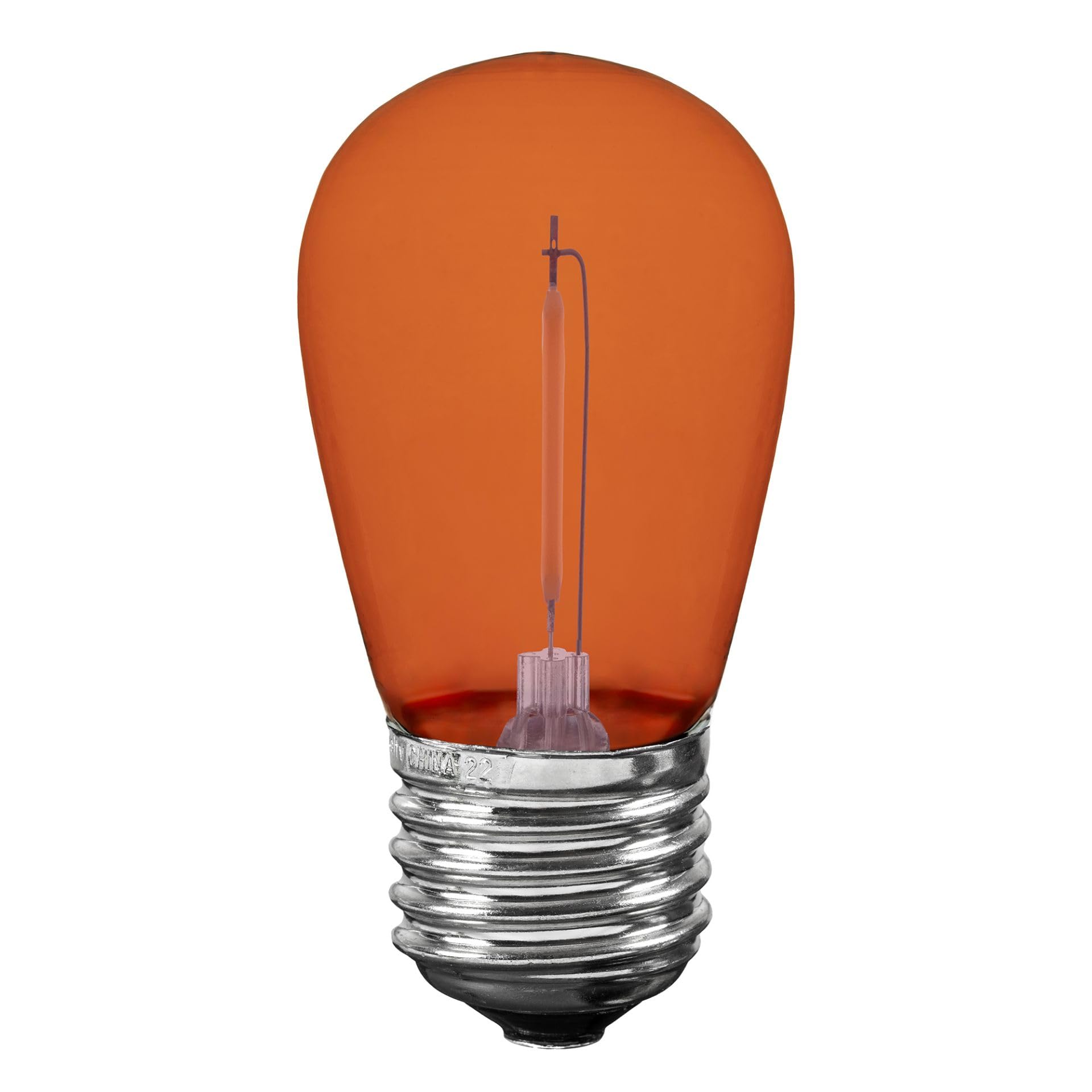 Novelty Lights S14 LED Replacement Bulbs, Shatterproof Plastic, 5 Pack, Orange, 30,000-Hour Lifespan