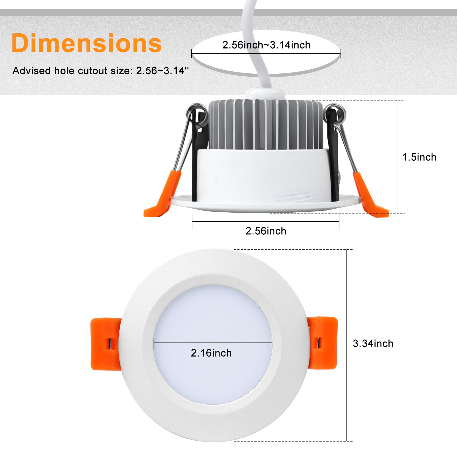 YGS-Tech Smart 3 Inch WiFi LED Downlight, 5W Dimmable RGB & CCT, Black Trim, Aluminum, 10 Pack
