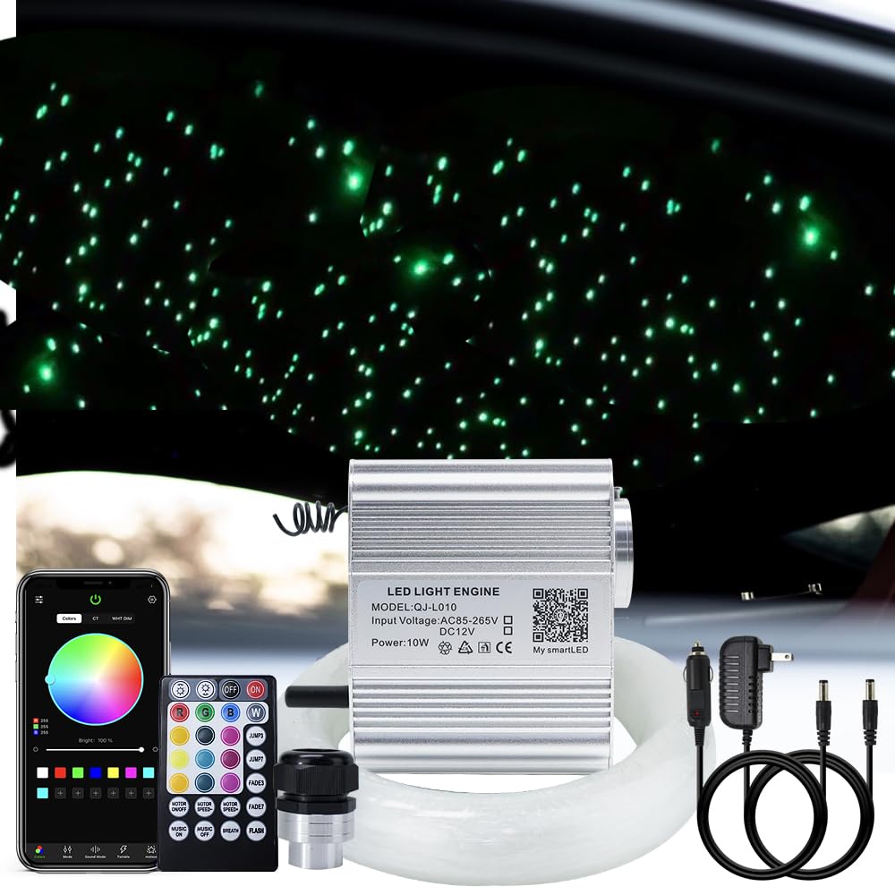 Akepo 10W Fiber Optic Lights Kit, Rgbw Star Ceiling Light, 295Pcs 9.8Ft, Multicolor, App Control + Remote