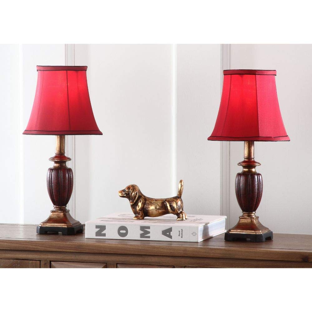 SAFAVIEH Lighting Collection Hermione Cherry Urn/ Red Shade 16-inch Bedroom Living Room Home Office Desk Nightstand Table Lamp S