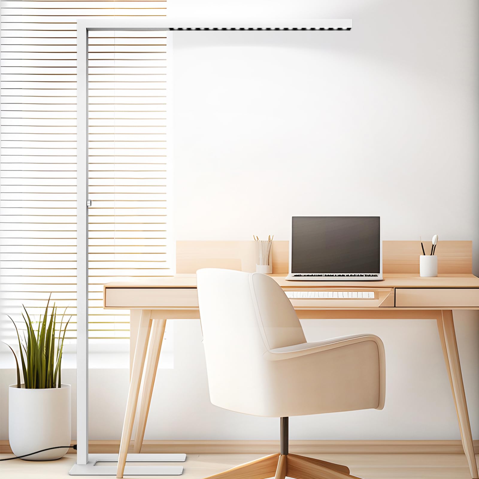 STERREN 77'' LED Floor Lamp for Office, 7350LM Dimmable Eye-Care Standing Piano Lamp,70W Tall Reading Light, 4000K Bright Lighti