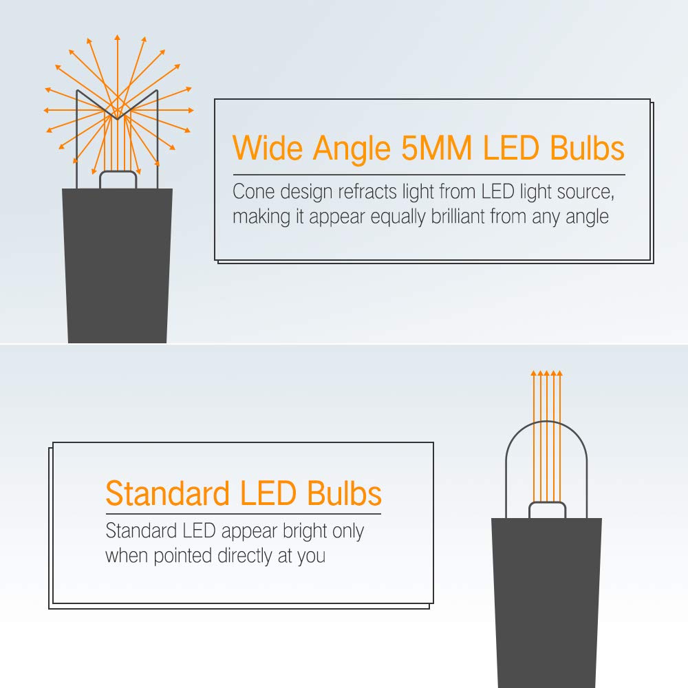 Brizled Orange Halloween Lights, 33ft 100 LED 5mm Wide Angle Orange Halloween String Lights, 120V UL Certified Connectable Mini