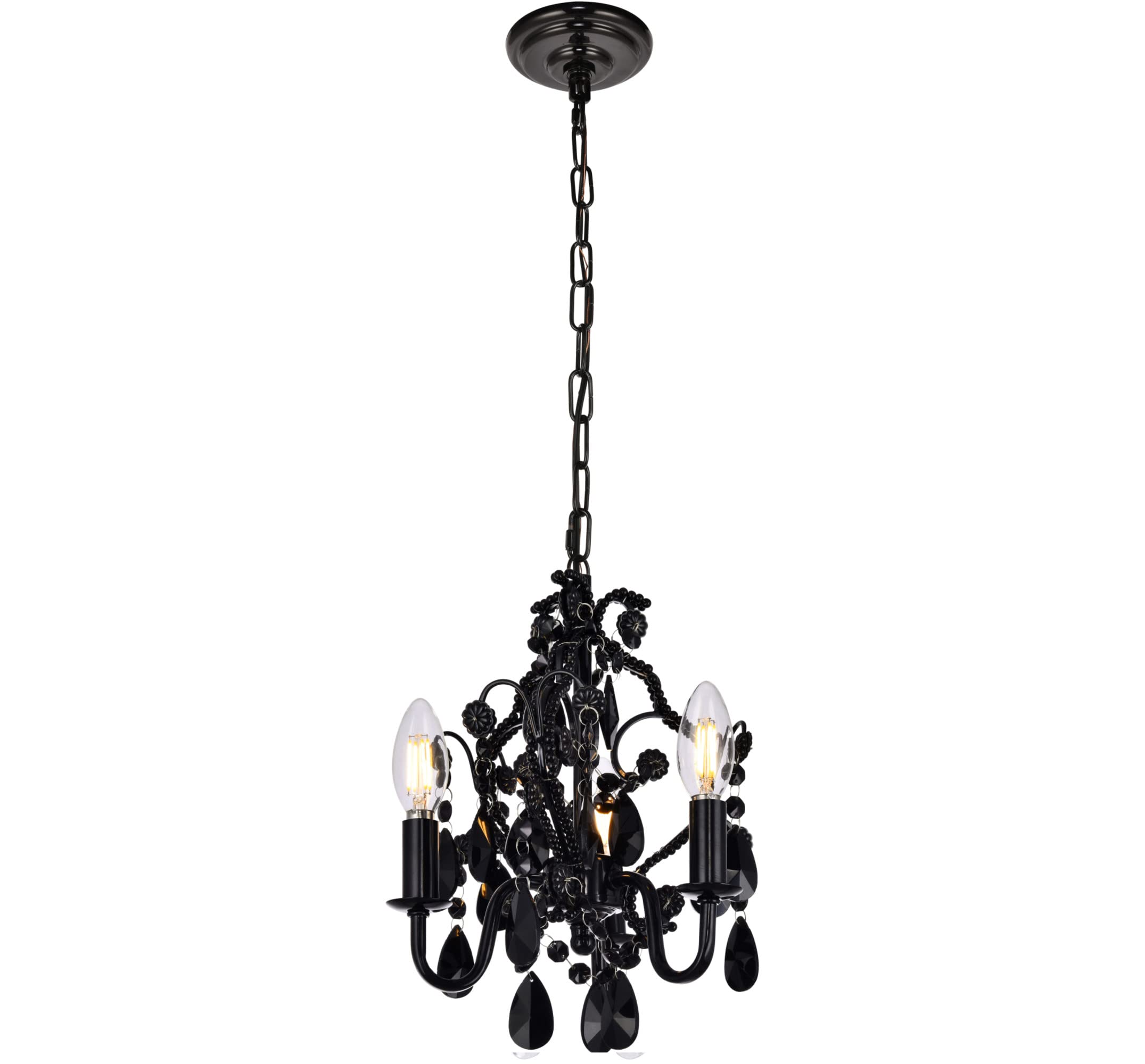 Elegant Lighting LD5019D9 Karter 3 Light 9-1/2'' Wide Taper Candle Chandelier  Polished Black