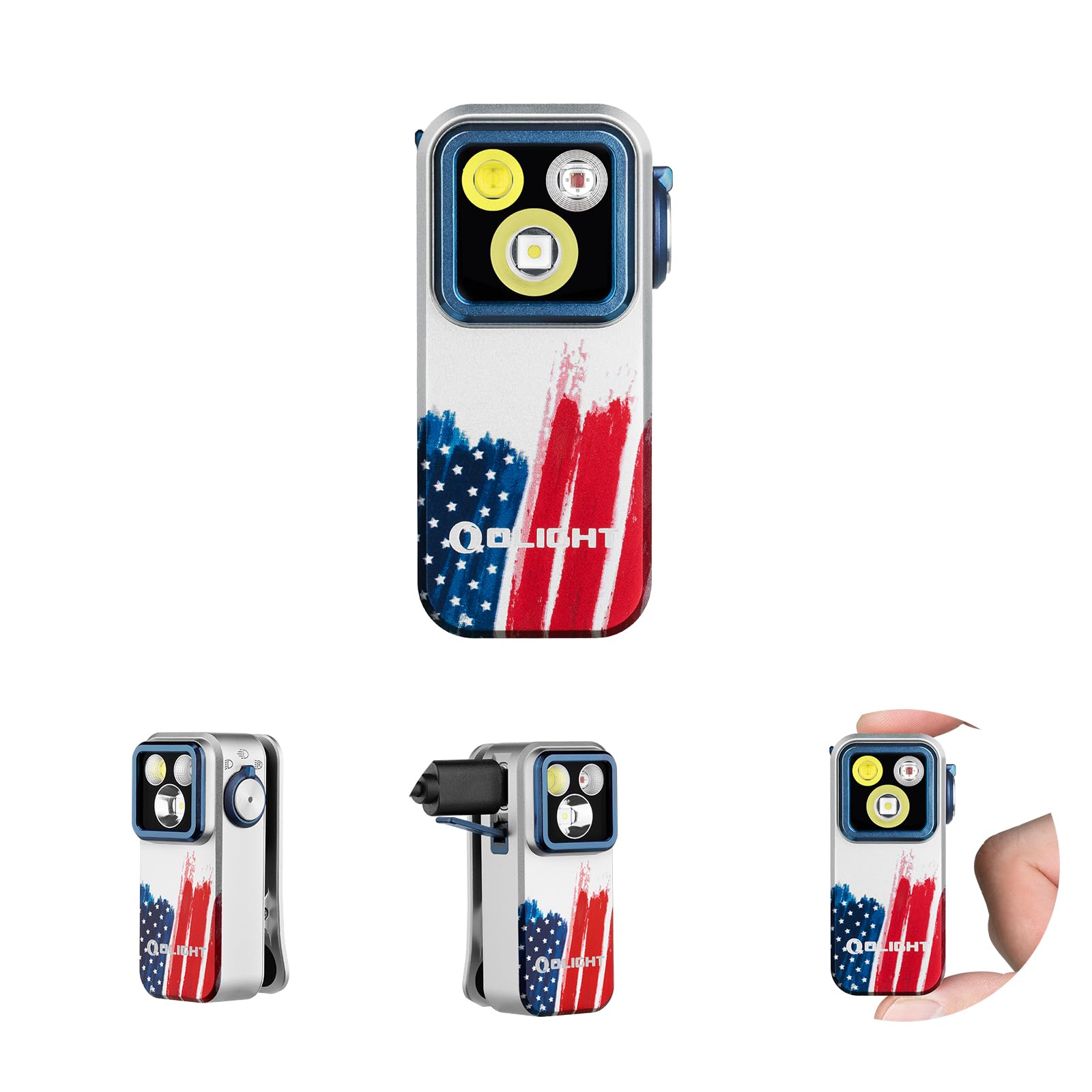 OLIGHT Oclip Pro EDC Flashlight, 500 Lumens, Rechargeable, Type-C Charging, Magnetic, Stars & Stripes Edition