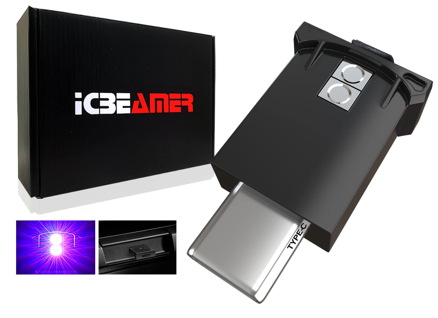 Icbeamer Type C Adapters Usb Atmosphere Led Light, [Color: Purple] | Smart Interface Plug-In Miniature Led Night Light For Autom