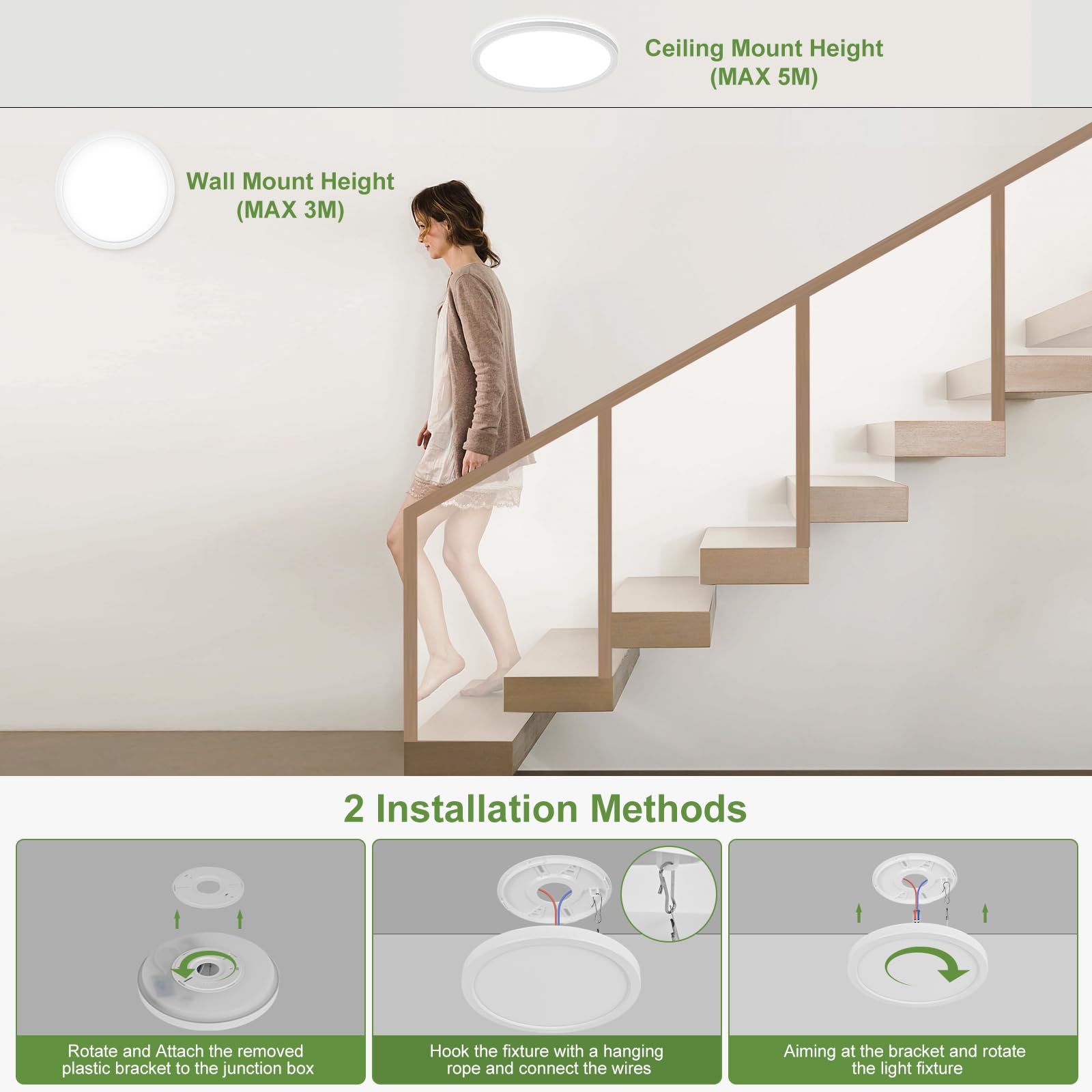 24W Motion Sensor Led Ceiling Light Wired  2400Lm 12Inch 2700K/4000K/6500K Ip54 Flush Mount Lighting Fixture With Remote  Radar Motion Activated Ceiling Lamp For Hallway Laundry Porch Stair Closet