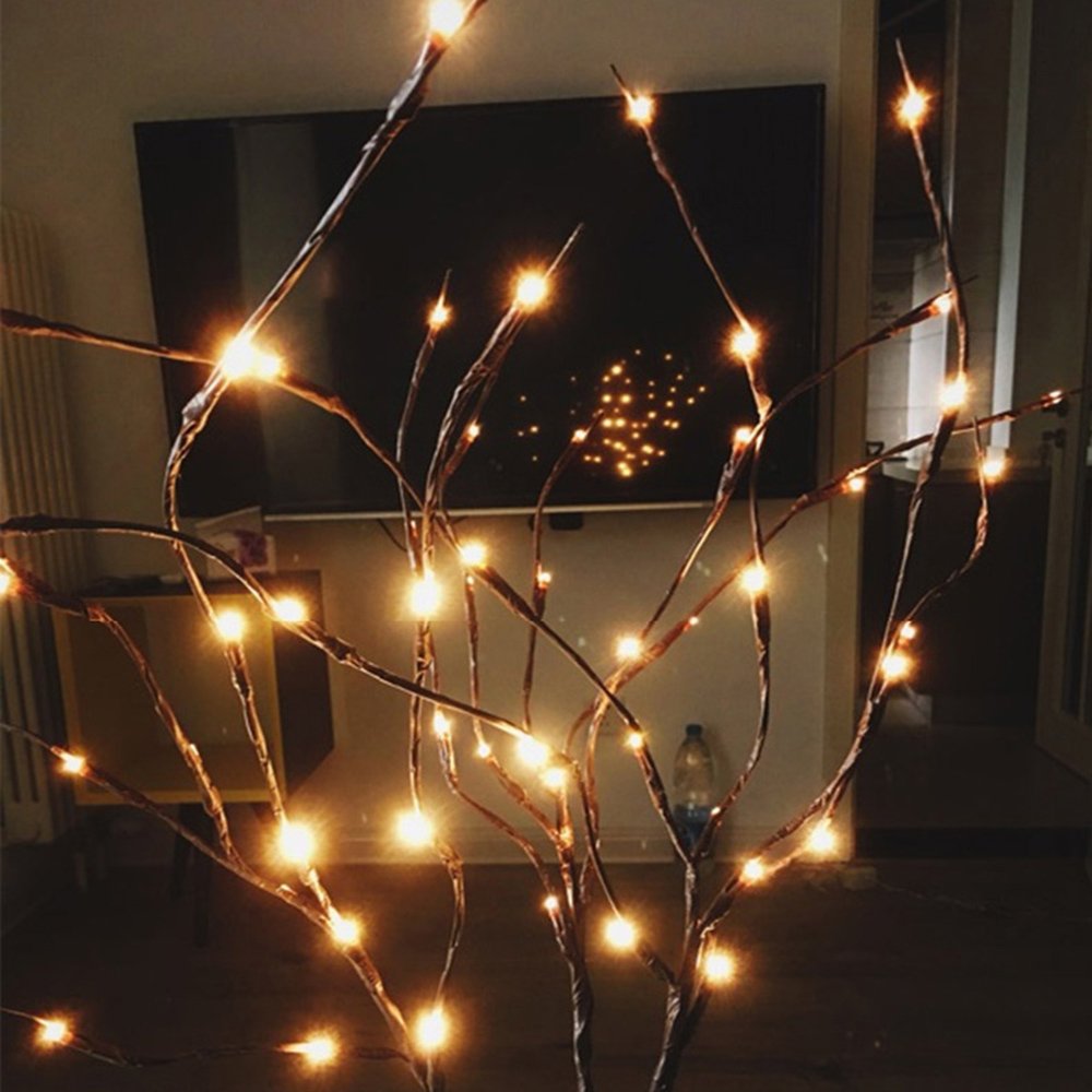 3 Pack Warm White Lighted Branches 60 LED Twig Lights Lighted Plants Artificial Twinkle Willow Branch Lamp Home Fairy Light Up B