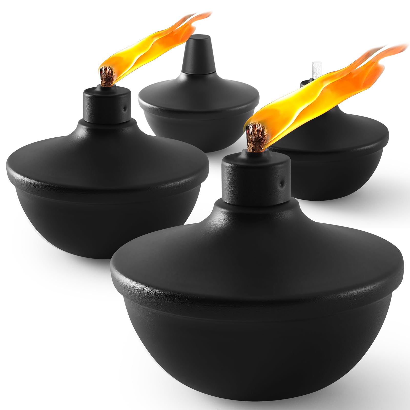Zspeng 4 Pack Metal Table Top Torches 23.5 Oz Citronella Torches For Outside Refillable Flame Light Torch With Wicks And Covers For Party  Garden Decor Diy
