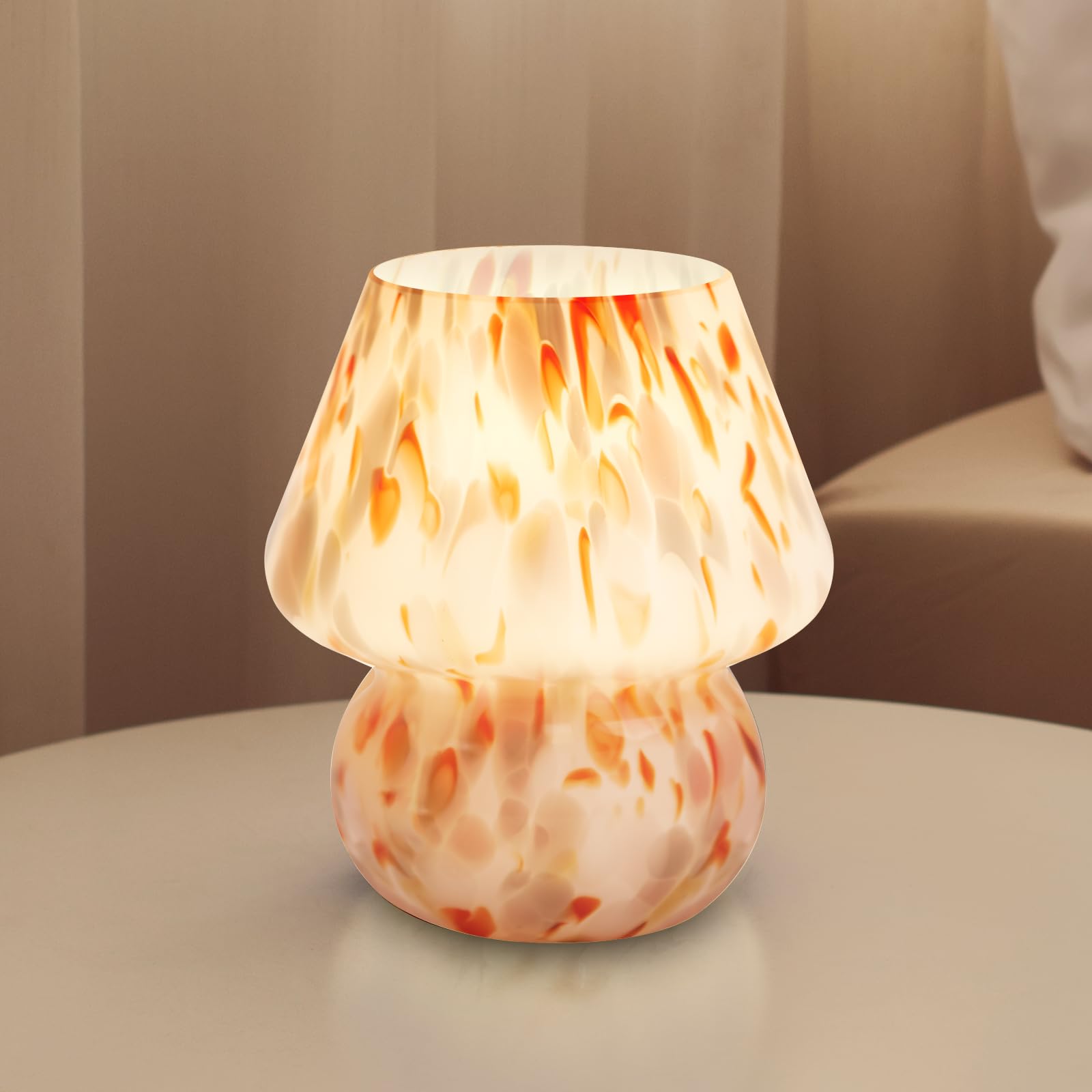 Dawnwake Mushroom Lamp Table Lamp for Bedroom Small Desk Bedside Lamps for Living Room Mushroom Decor Cute Mini Modern Mid Century Lamps for Night Stands Aesthetic Home Living Room Decor(Flame Cream)