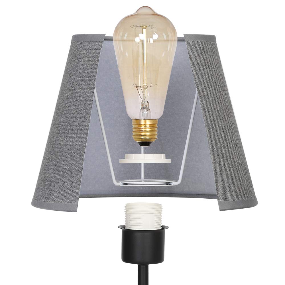 Js Nova Juns Bedside Table Lamps With Dual Usb Charging Ports, Set Of 2 Modern Lamps With Gray Fabric Shade, Stylish Desk Lamp F