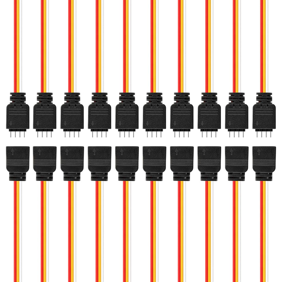 BTF-LIGHTING 10 Pairs 10cm 4PIN with 3 Wires JST SM 22AWG Cable Male/Female Connector Plug for 3PIN FCOB COB CCT LED Strip Light