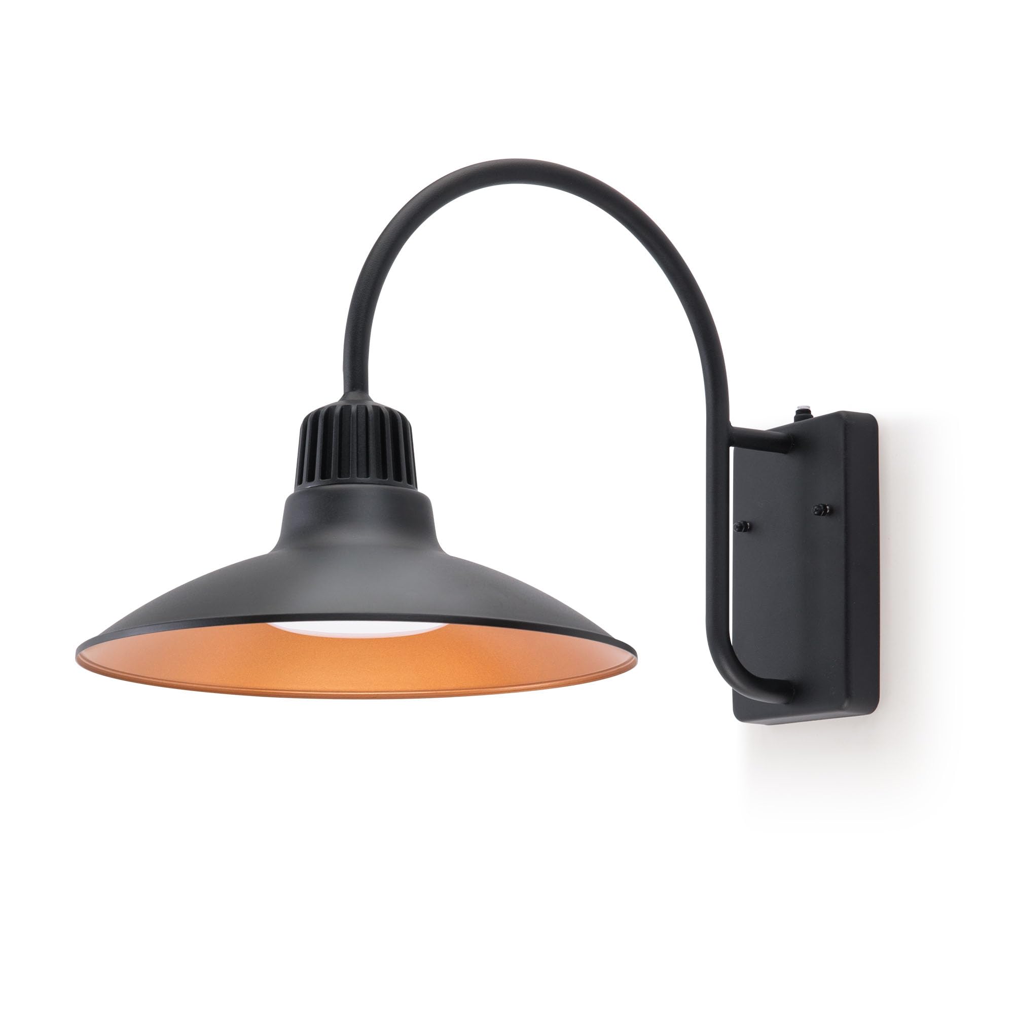 LUTEC Outdoor Gooseneck Wall Sconce, LED Barn Light, Anti-Rust, Waterproof, Black, 1 Pack
