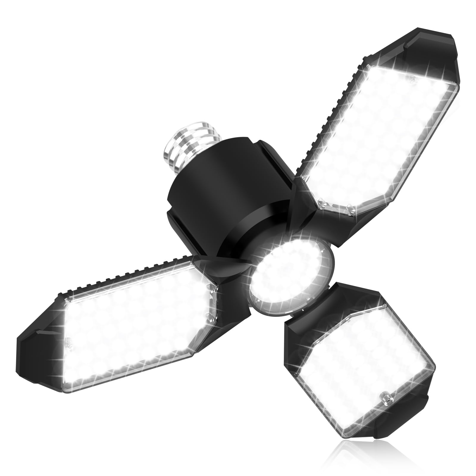 Toberich Led Garage Light Bulb, 8000Lm Shop Lights With 3+1 Deformable Panels, 6500K Screw In Ceiling Lights For Garage, Workshop, Workbench, Basement