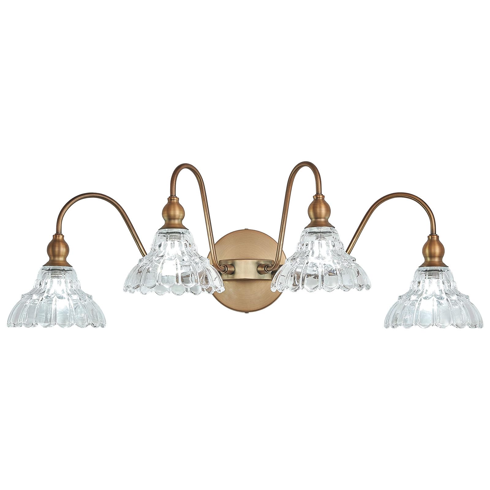 Tlolgt Vintage 4-Light Brass Vanity Light Fixtures, For Bedroom Dressing Room Living Room
