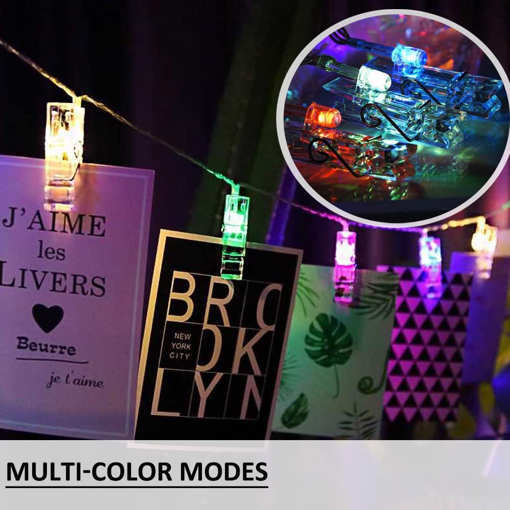 Solhice 20ft Color Changing Photo Clips String Lights with 40 LEDs, RGB, USB, Model 82021755 - Perfect for Teen Room Decor and Christmas Gifts