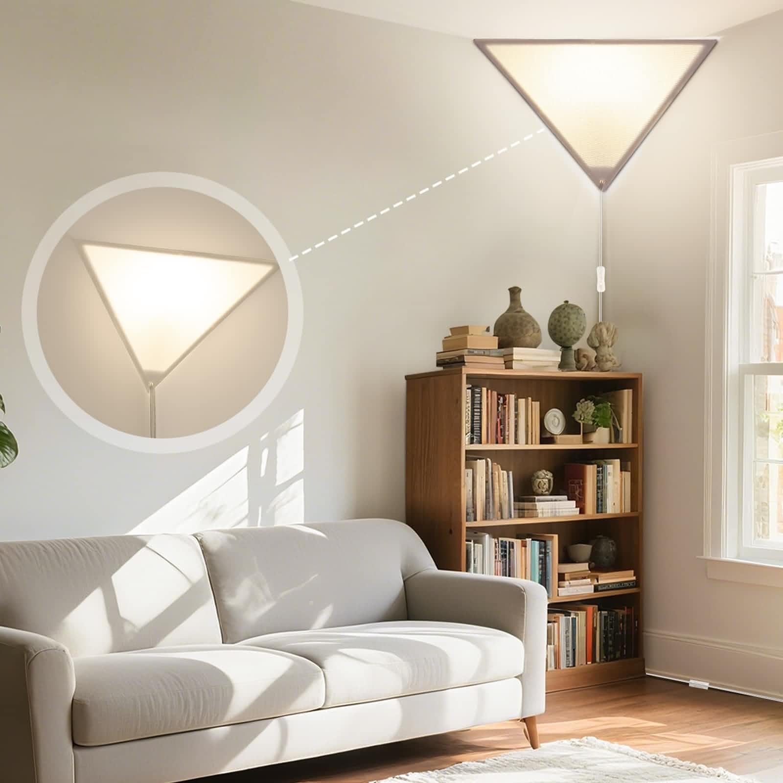 haultop Linen Corner Light, Eco-Friendly Ceiling Lamp, 2 Pack, Fabric, Model: Corner Light, Plug-in for Living Room & Bedroom