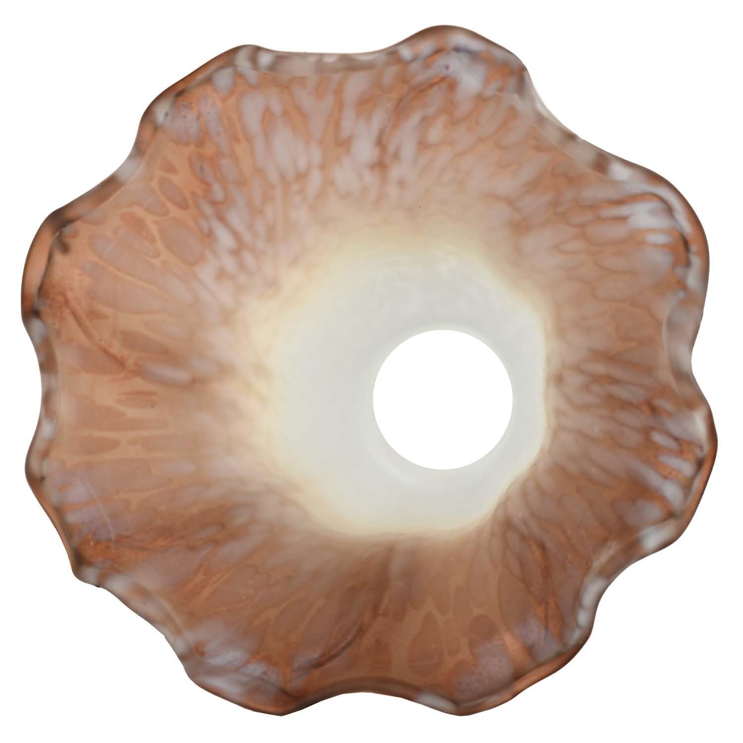 Bieye Blown Glass Lampshade - Lily Flower, White Brown, Small I.D. 0.87" x O.D. 1", Model LILYSHADE