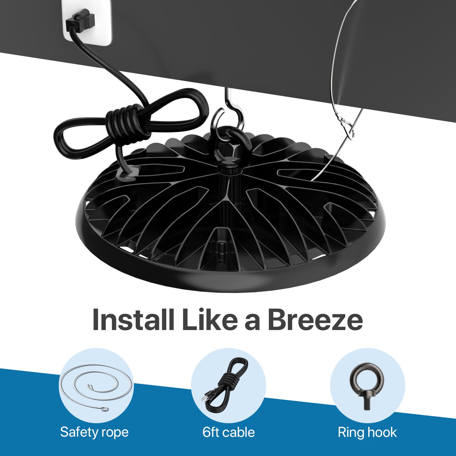 Hyperlite Led High Bay Light: 150W Ufo Lights 18000Lm 5000K Ip65 120V Led High Bay Lights With 6Ft Power Cord For Barn Shop Gara