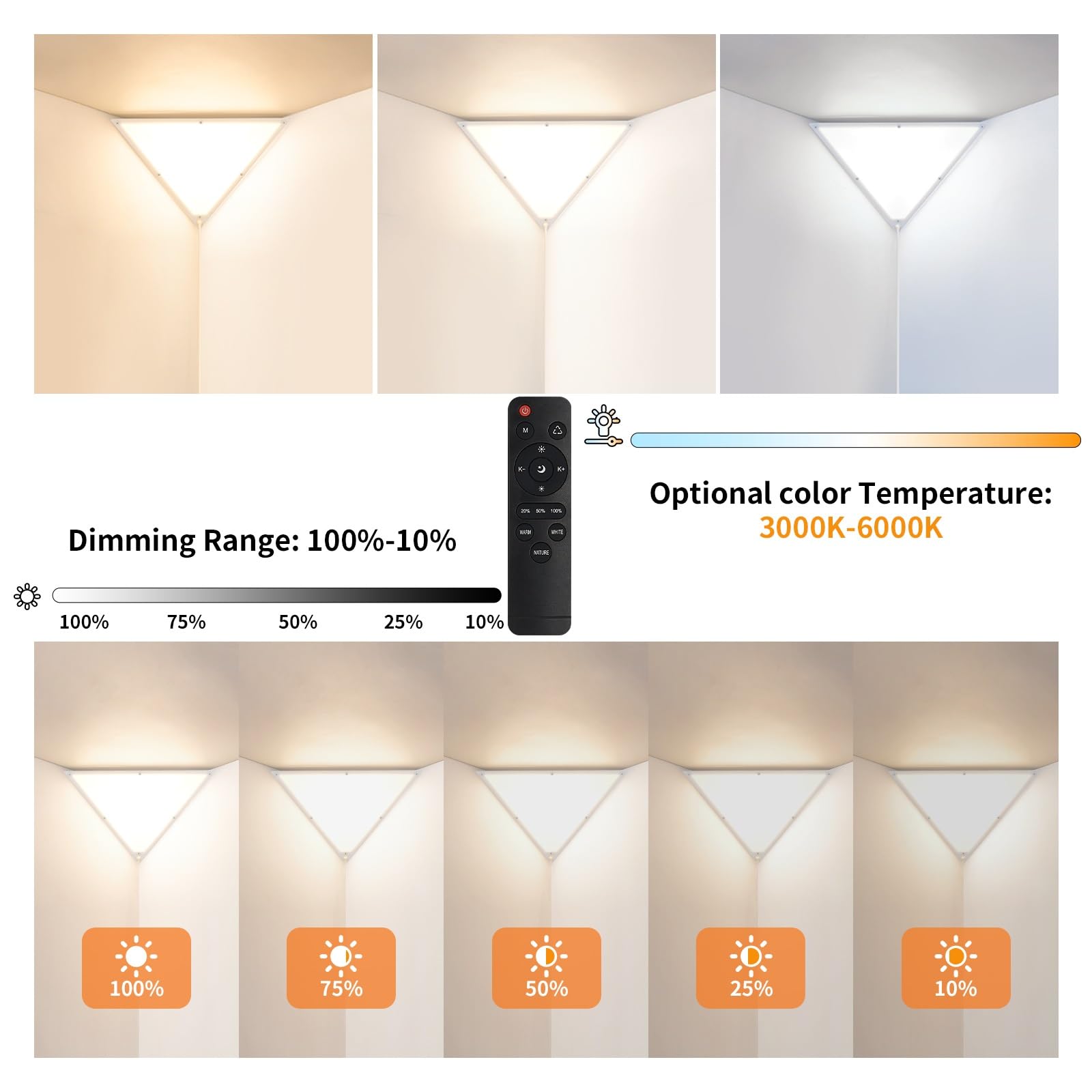 Zlierop Upgraded Corner Light With Remote Control, Dimmable Corner Lights For Living Room, Corner Lamp With 10 Ft Cord, Brighter