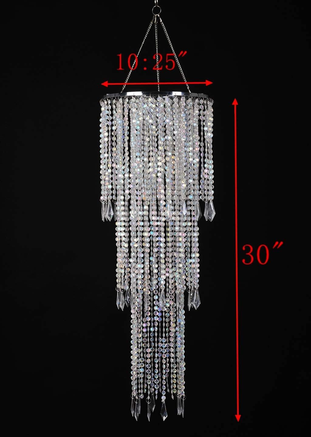 Flavorthings Iridescent Beaded Chandelier Light Pendant With On/Off Switch, 16.4Ft Cord