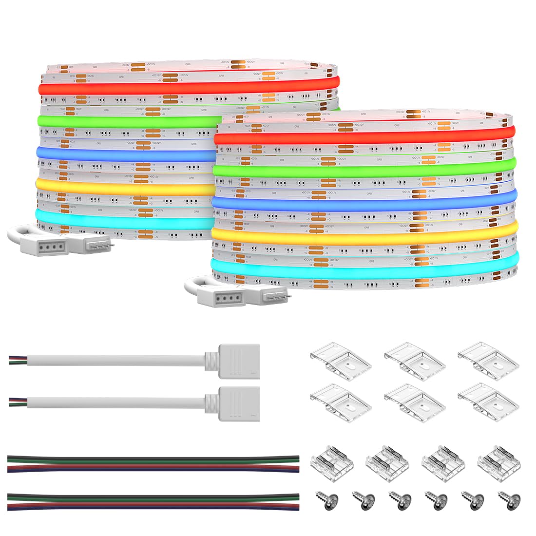 BTF-LIGHTING RGB LED Strip 32.8FT, DC12V, High Density, Flexible, Model FOB2X5M12V810LRGBW30, Color Changing, 