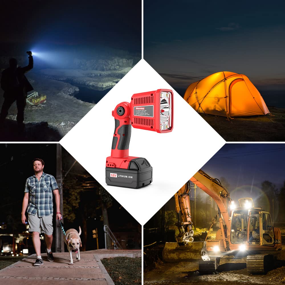 Dteztech 18W Flashlight For Milwaukee M18 - 1250Lm Usb Work Light With 110° Pivoting Head