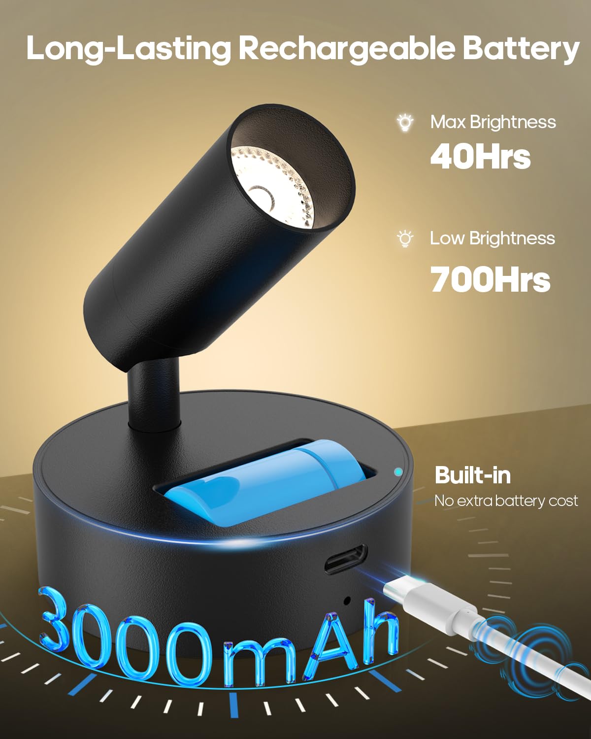 Goodea Spotlights Indoor, 3000mAh Rechargeable Battery Plant Spotlight Indoor with Remote, Wireless Led Uplighting with 3 Colors