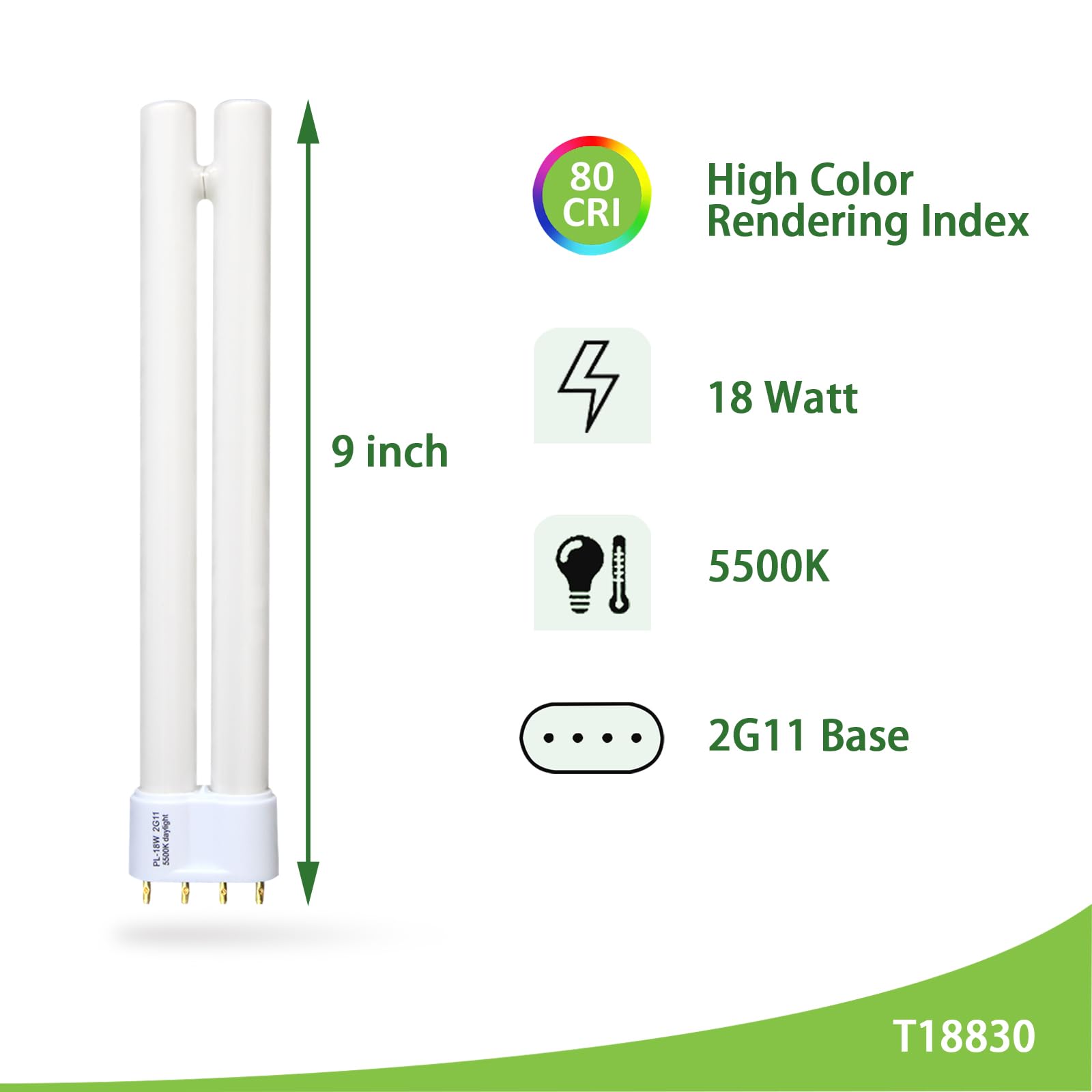 Dameiol 18W Fluorescent Light Bulb Replacement for OttLite, 5500K Bright Natural Daylight, 2G11 Base, 2-Pack, White