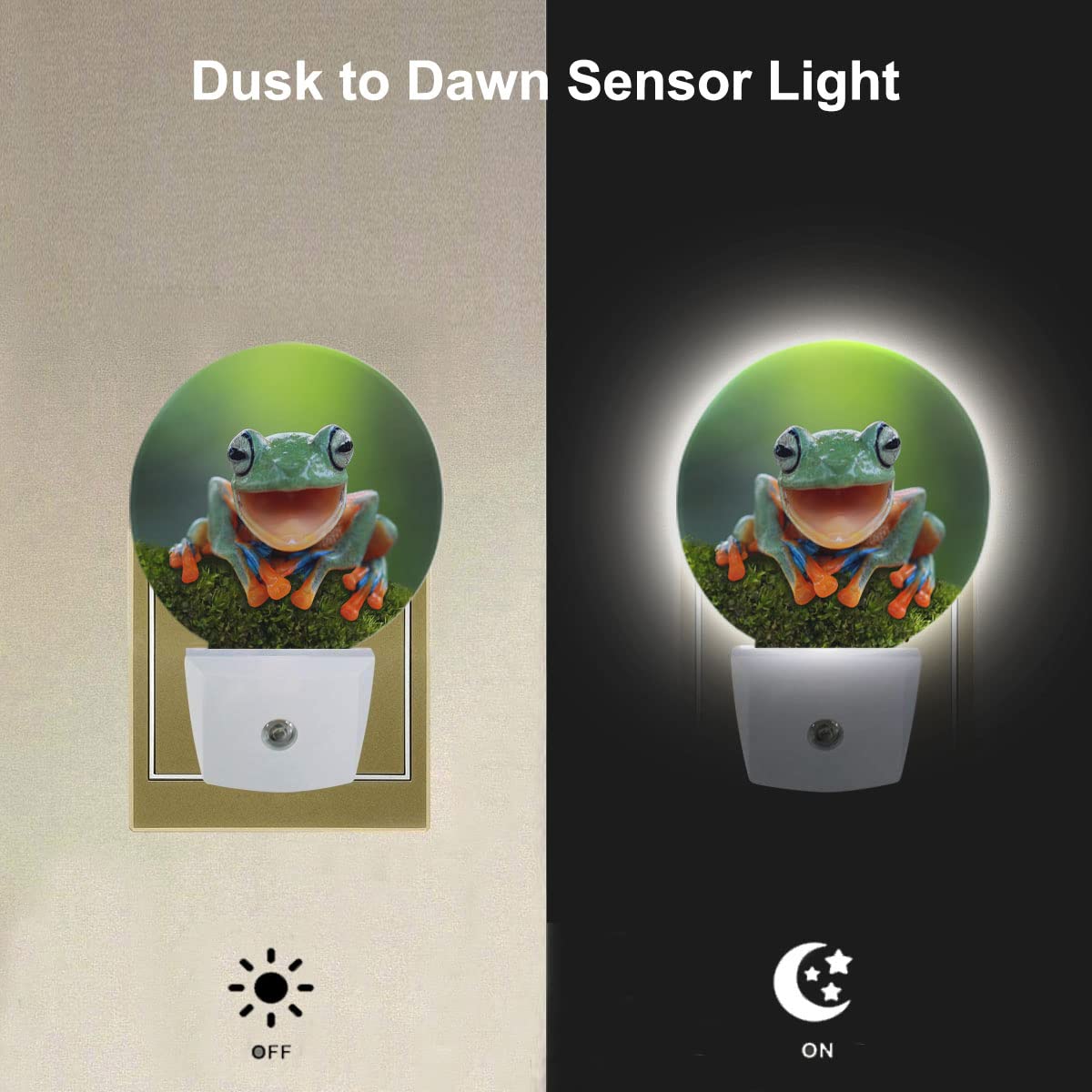Ekobla Cute Frog Night Lights Plug Into Wall Green Frog Pond Animal Summer Night Lamp Home Auto Sensor Led Dusk To Dawn Light Fo
