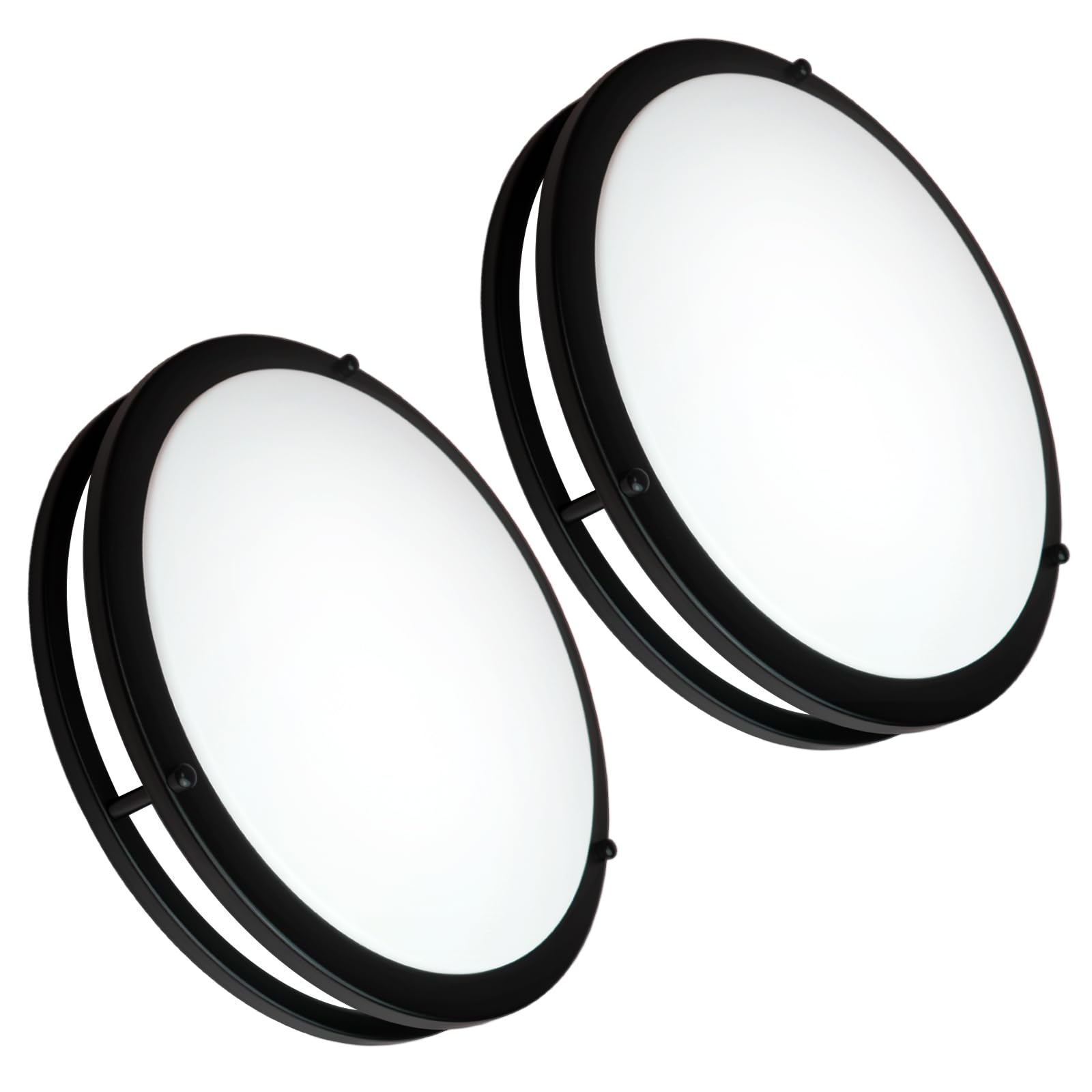 OOWOLF 2-Pack 36W 13inch LED Flush Mount Ceiling Light Fixture Dimmable Matte Black, Easy to Install LED Ceiling Lamp Fixture Wi