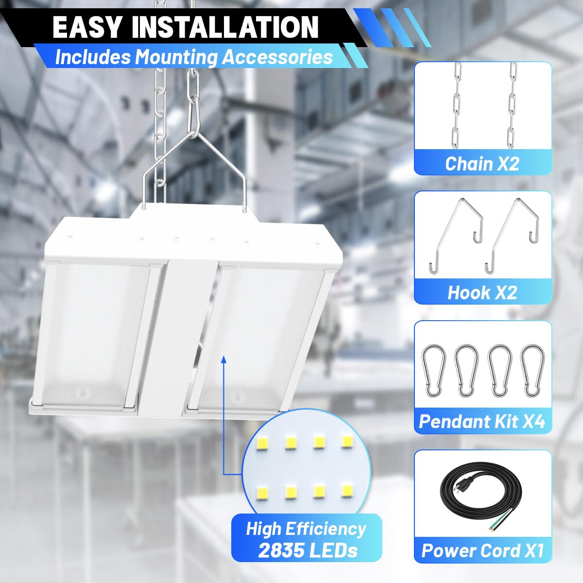 Allsmartlife 150W Led High Bay Light 4-Pack, Dimmable 5000K, Adjustable For Garage & Warehouse