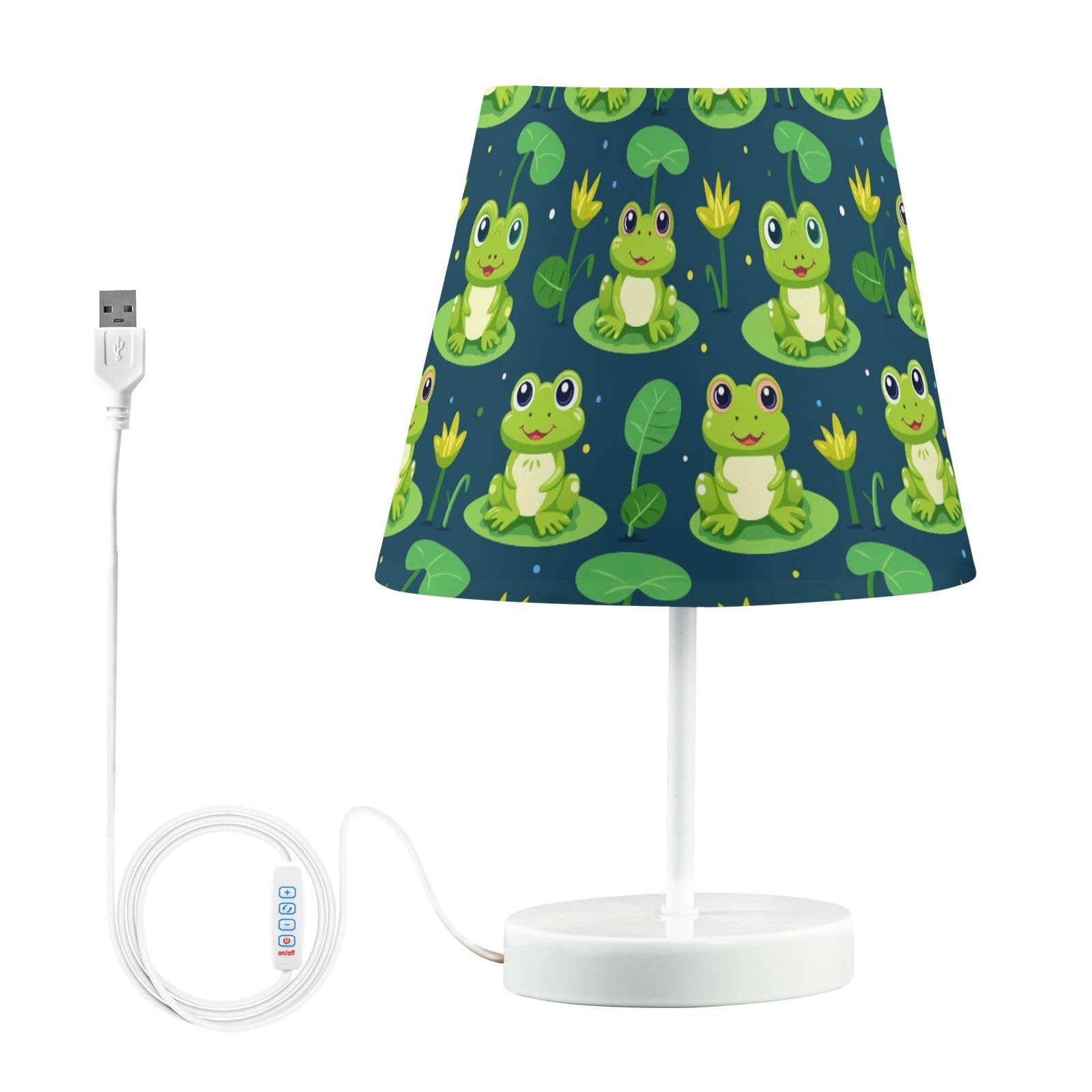 BOENLE Bedside Lamp Frogs and Lotus Table Lamp Bedroom LED Nightstand Desk Lamp Lampshade for Sleeping Living Room Dorm Office
