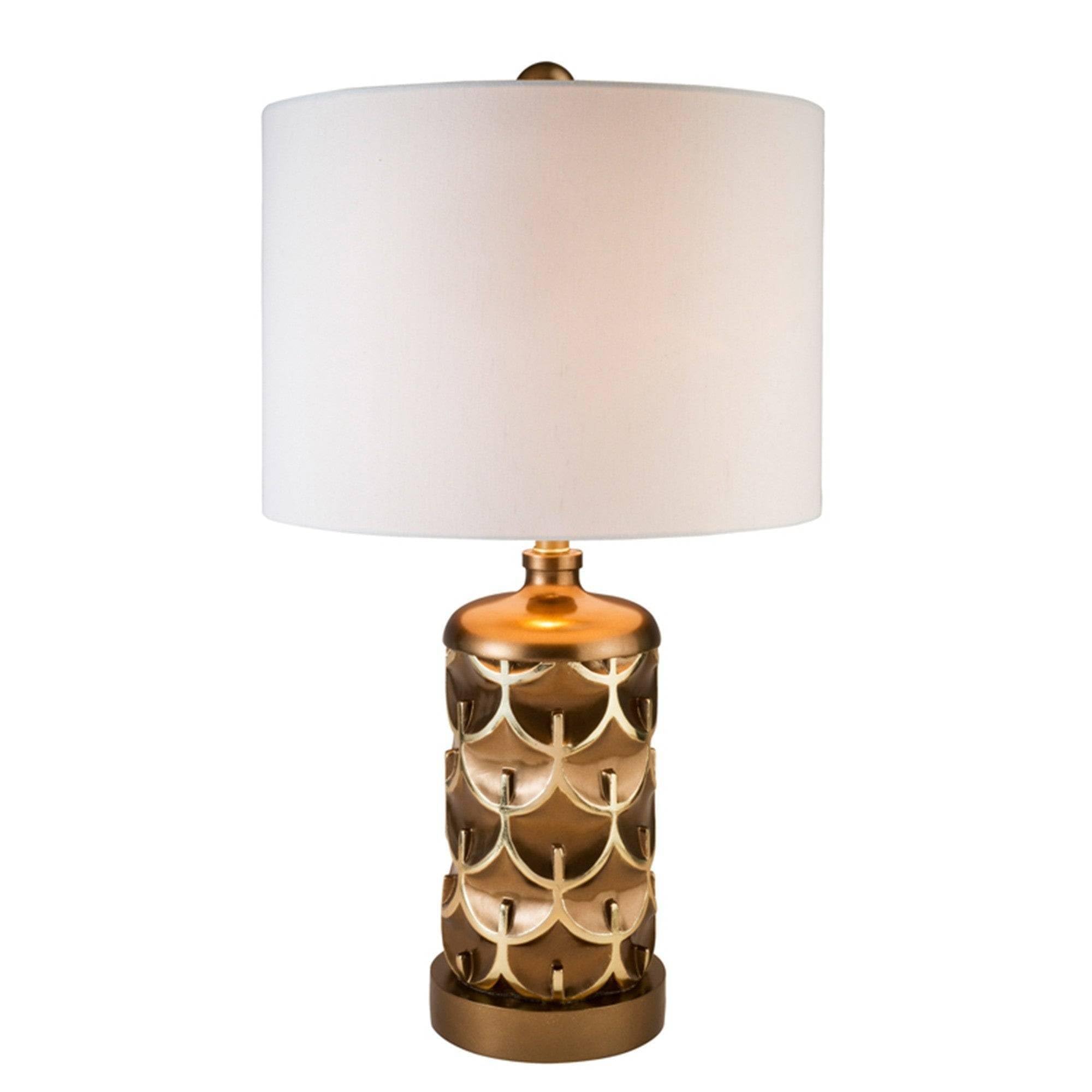 HomeRoots Geo Table Lamp - Brown and Gold Design