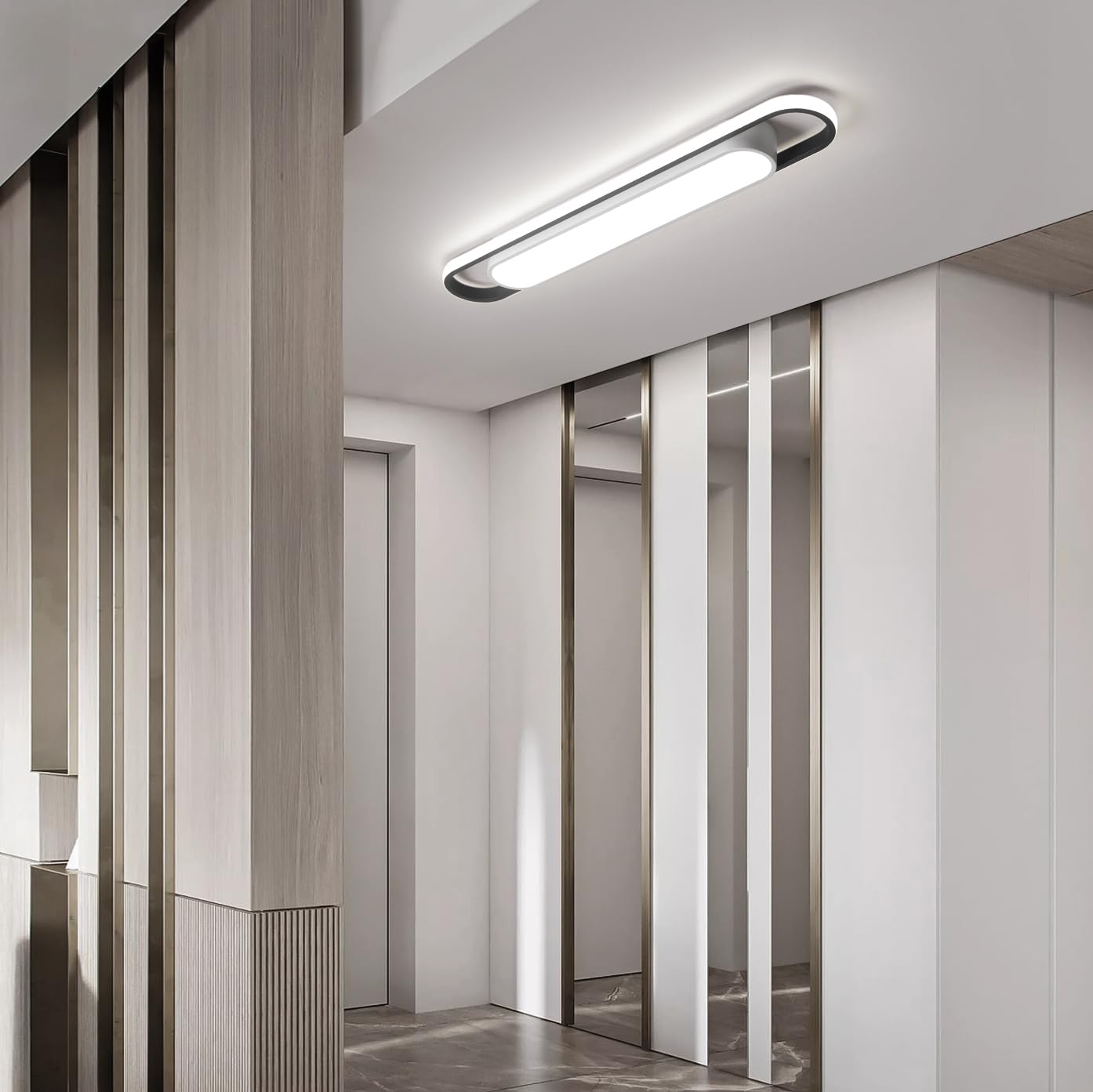 Naroume Modern Led Ceiling Light,28.3'' Flush Mount Ceiling Lamp,40W 6500K Linear Metal Ceiling Chandeliers Lighting Fixture For