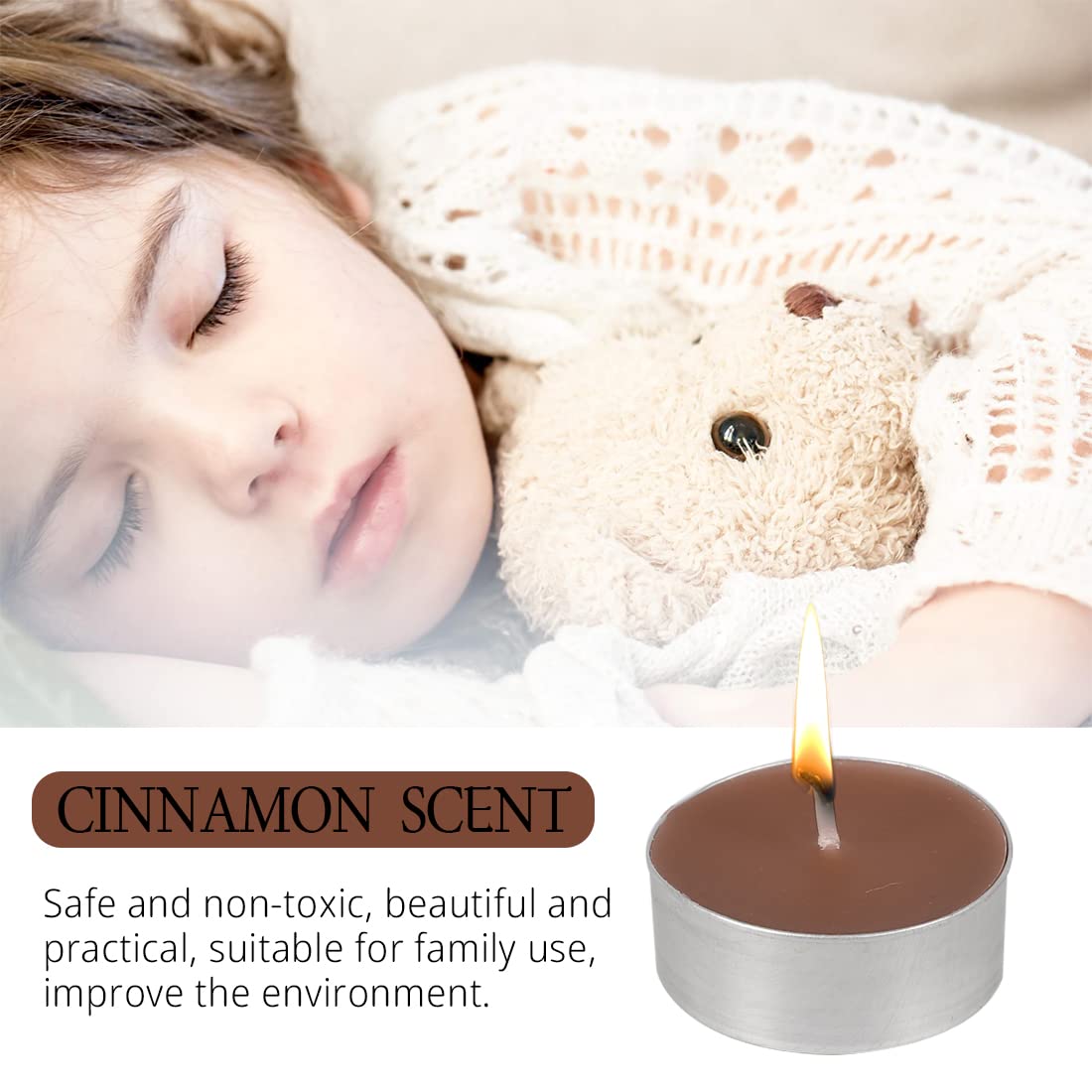 FUNHOKO Tea Lights Candles - 12 Pack Brown Cinnamon Scented Paraffin Wax Tealights for Home, Holiday, Wedding & Party