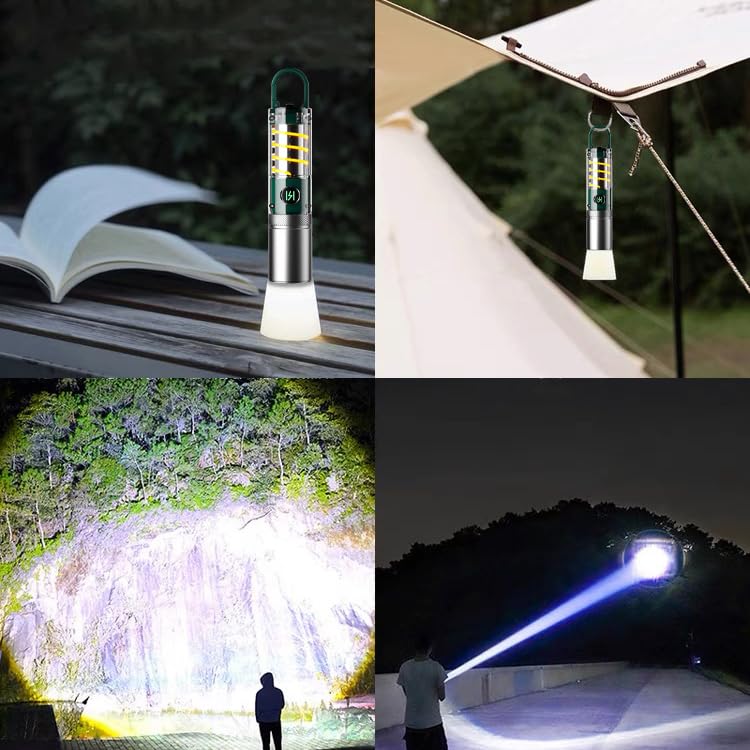 Aijolenly High Power LED Flashlight, 100000 Lumens, Rechargeable, Waterproof, Model XST-M26, Army Green, Suitable for Camping and Hiking