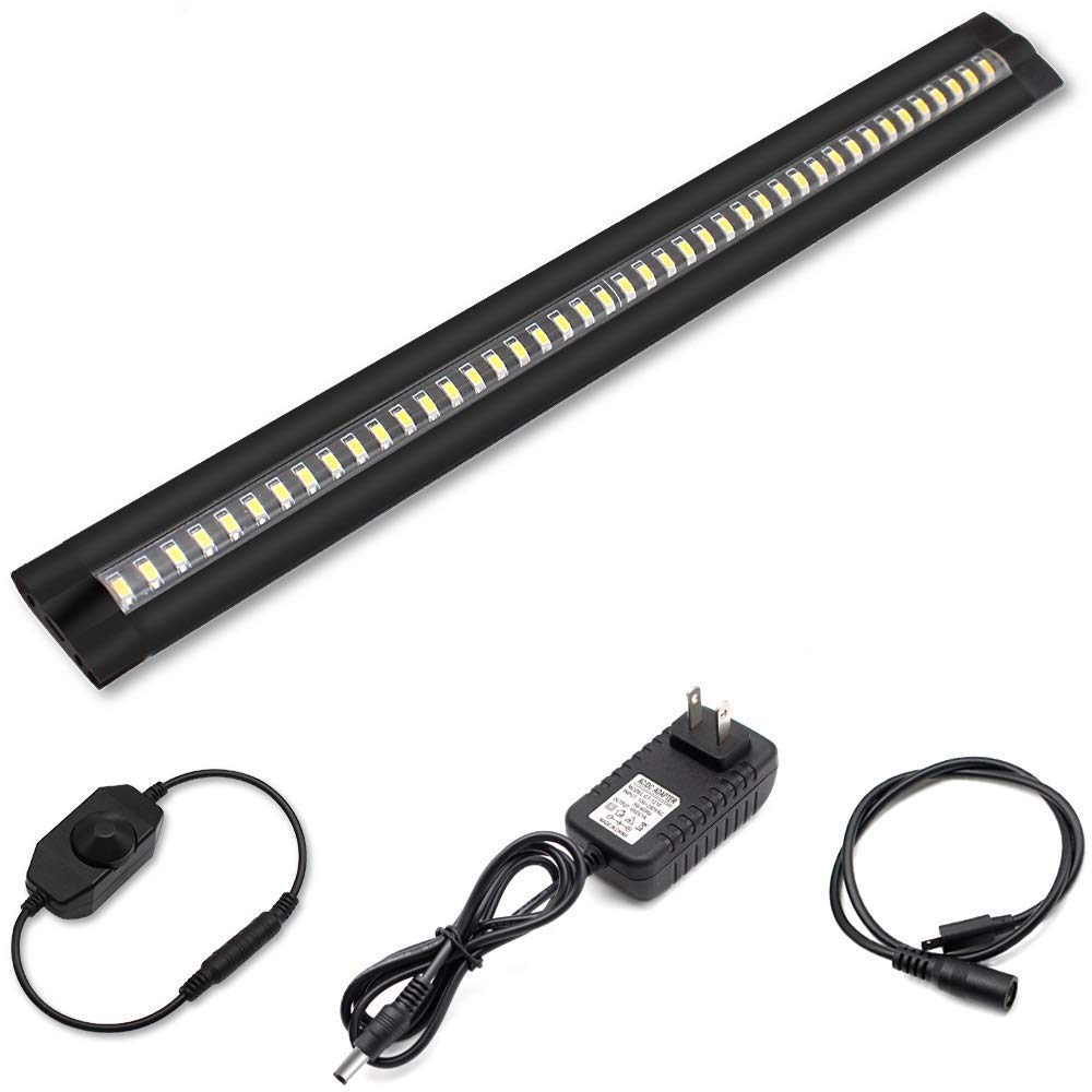 inShareplus 13inch Dimmable LED Under Cabinet Lighting, Warm White 3500K, Aluminum, 450 Lumens, Black, 1 Pack