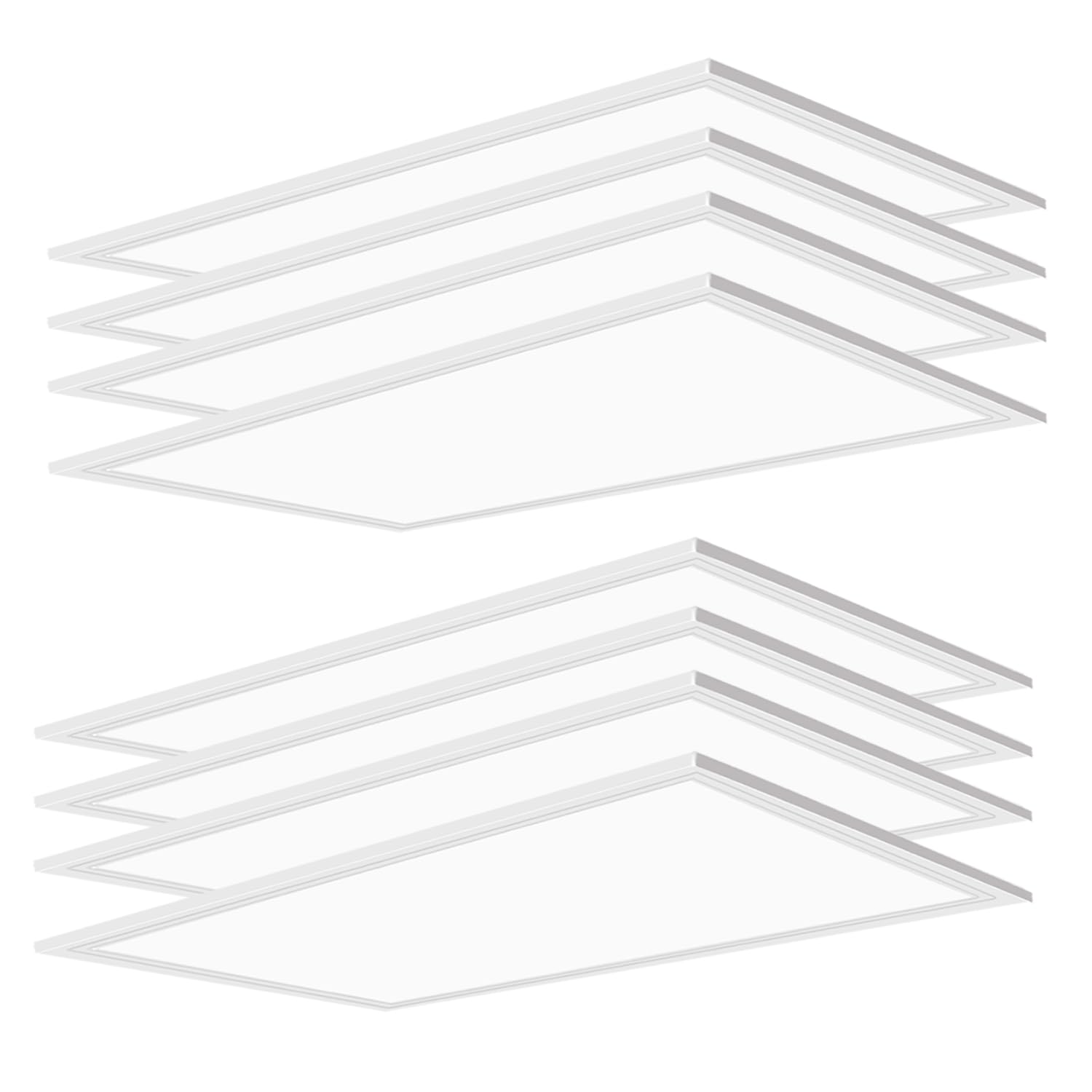 2x4 LED Flat Panel Light,8 Pack 7800 LM Drop Ceiling Office Light Fixture,5000K Commercial Lights 2x4,0-10V Dimmable, 2x4 Recess
