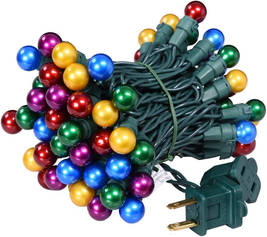 Lycklig Christmas Lights Outdoor 19Ft 70 LED Chritmas Globe String Lights with Pearlized Glass Bulb UL Certified Christmas Tree 
