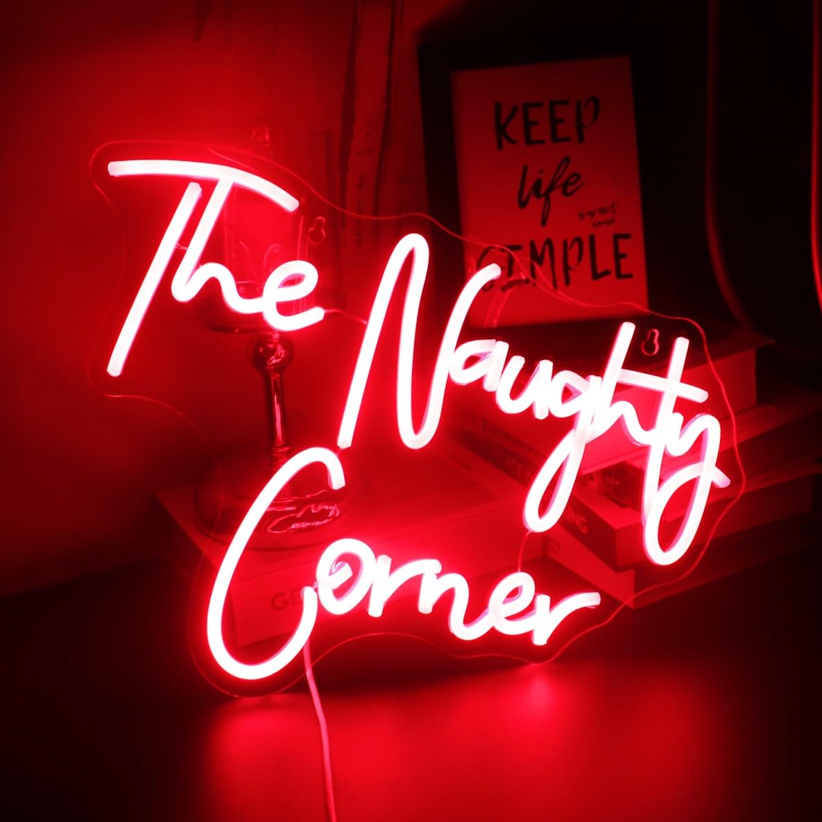 Qiaofei Led The Naughty Corner Neon Sign Word/Letters Usb Powered Neon Lights For Girls Room Home Bar Art Wall Decor Party Window Living Room Decor Birthday Christmas Gift(Red)