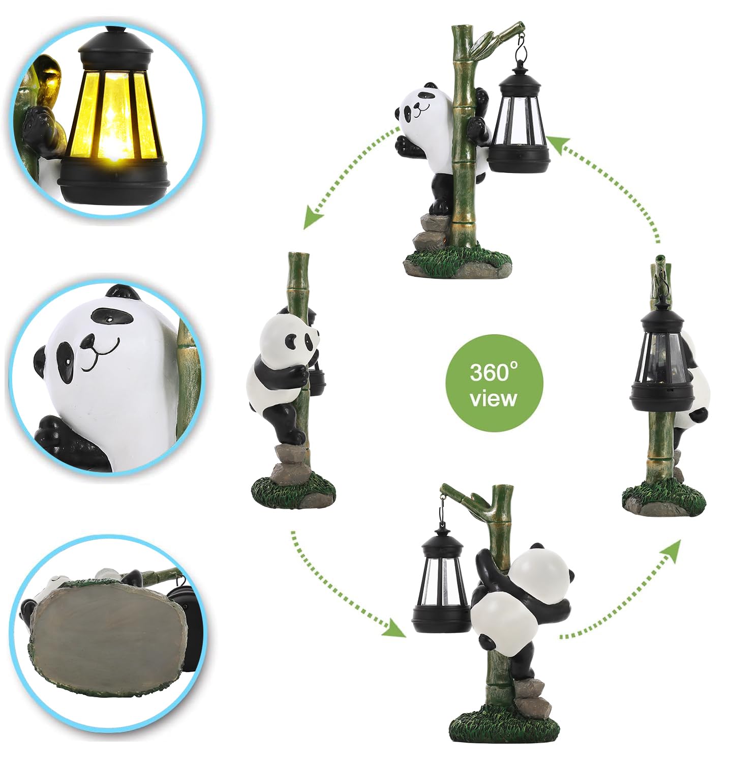 Solar Garden Decor Panda Gifts, Garden Yard Art Decor Panda Gifts For Women - Birthday Gifts For Panda Enthusiasts Grandma Mom W