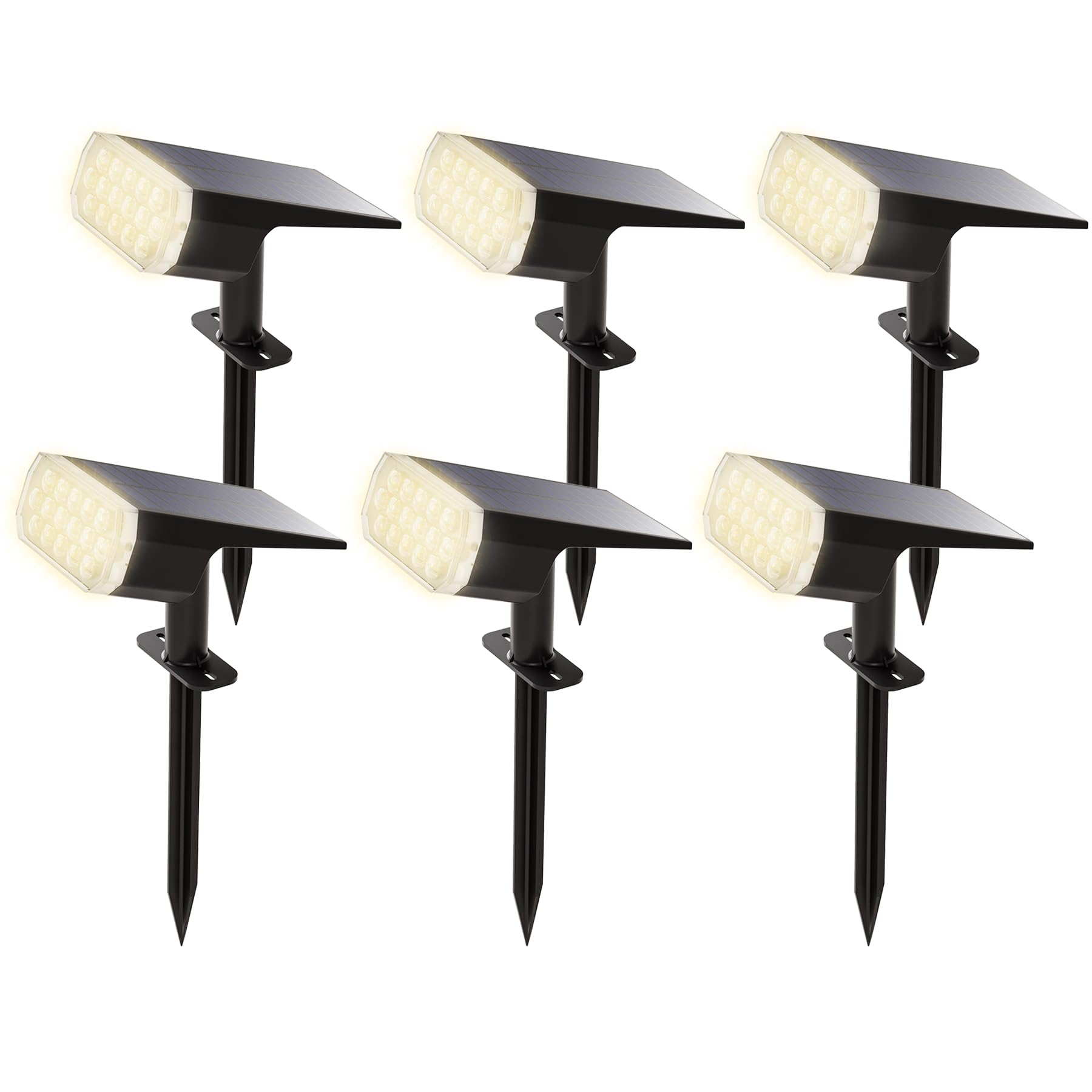 AIDROIT Solar Spot Lights Outdoor Waterproof IP65, 3 Lighting Modes Solar Outdoor Lights for Garden Yard Outside Landscape, 6 Pa