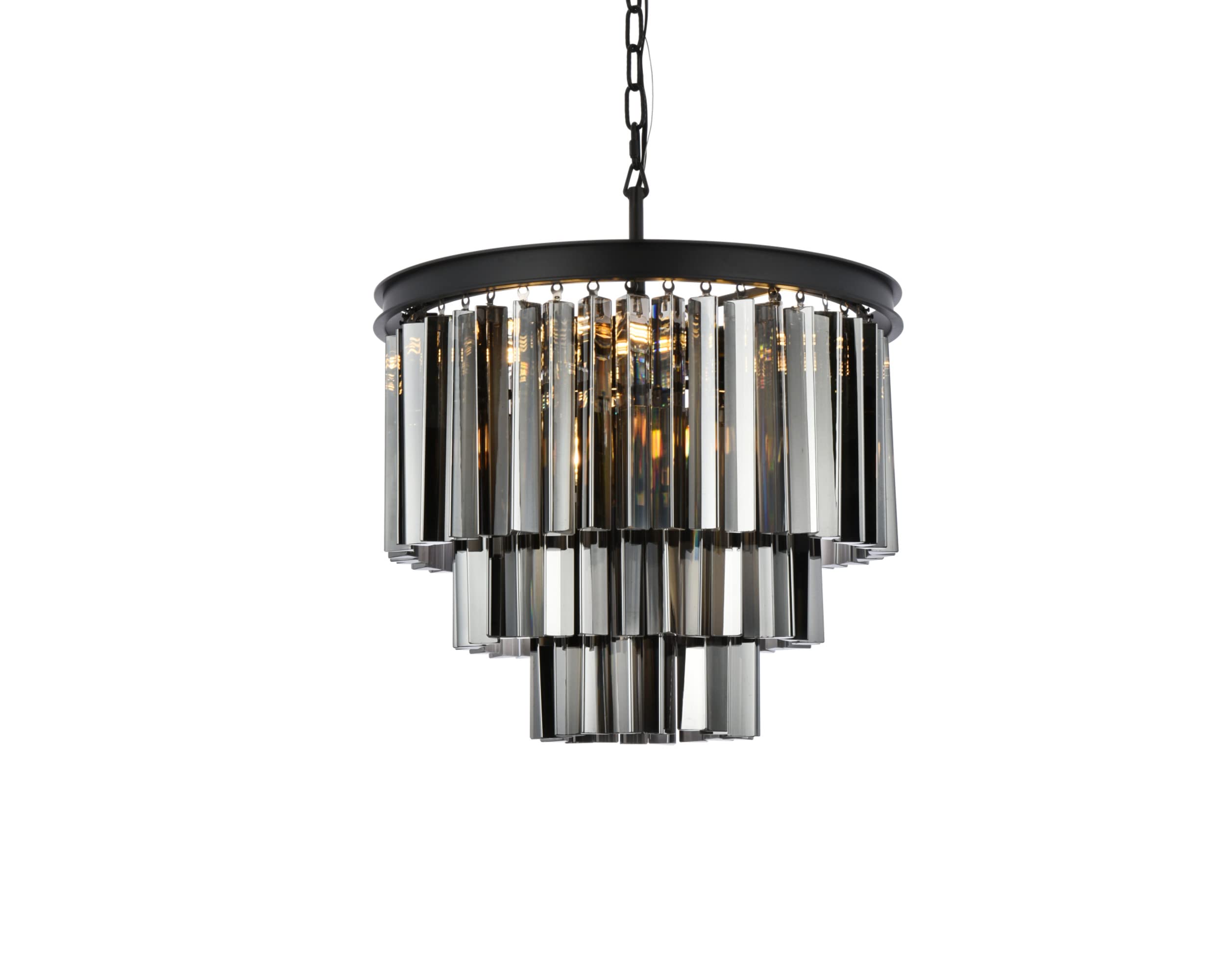 Elegant Lighting Sydney Collection 1201D20MB-SS/RC 9-Light Pendant Lamp with Royal Cut Silver Shade Crystals, Mocha Brown Finish