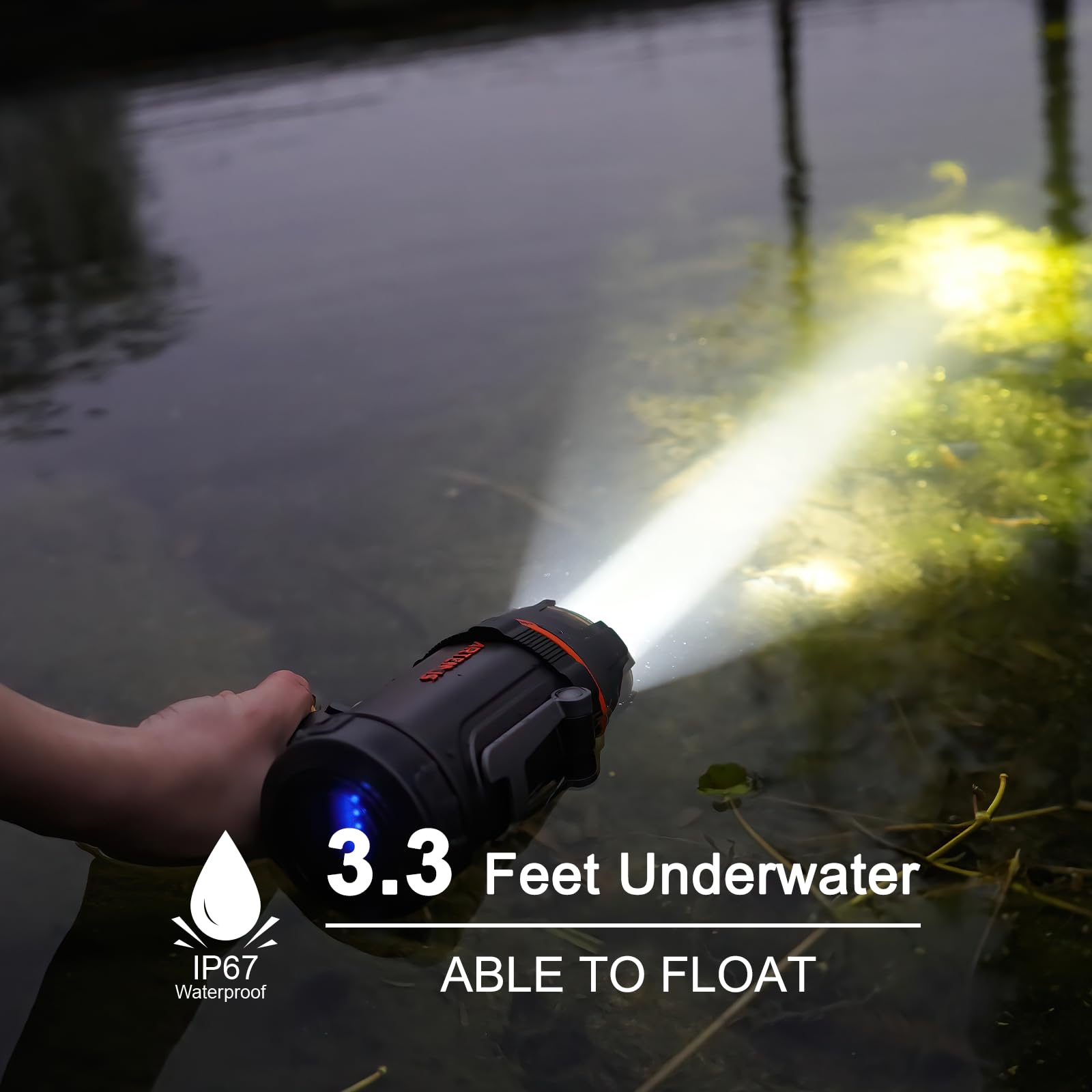 GOODSMANN 1000 Lumen Waterproof Rechargeable Marine Spotlight, Black, Model 9212-89201-01A, Durable Aluminum and Rubber Construction